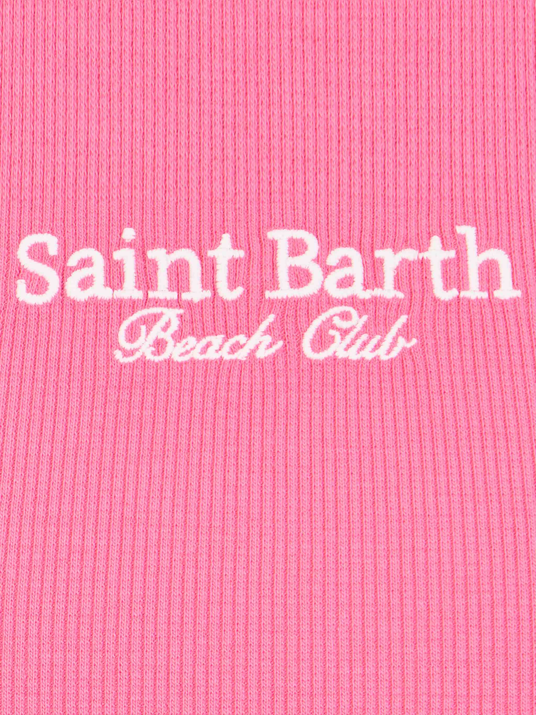 Girl fuchsia rib-knit cotton crop tank - Image 2
