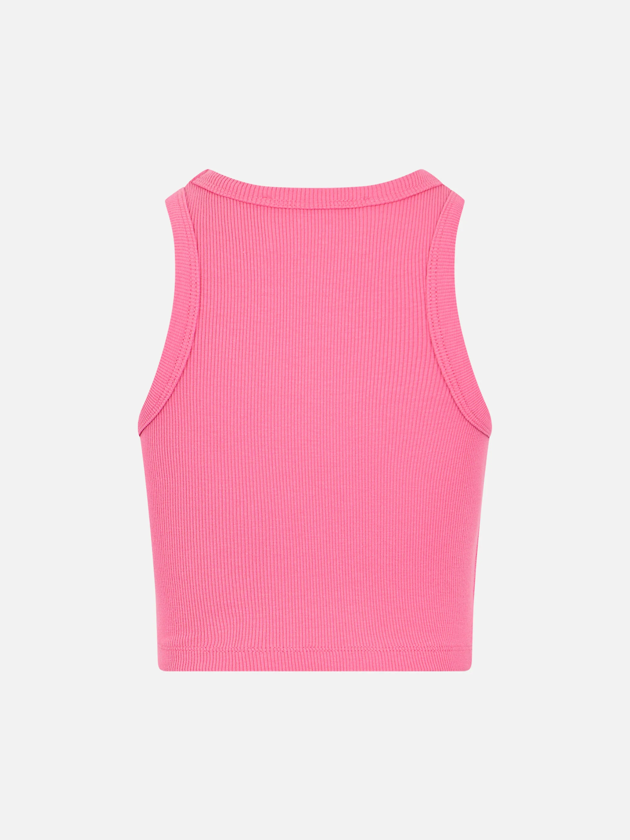 Girl fuchsia rib-knit cotton crop tank - Image 3