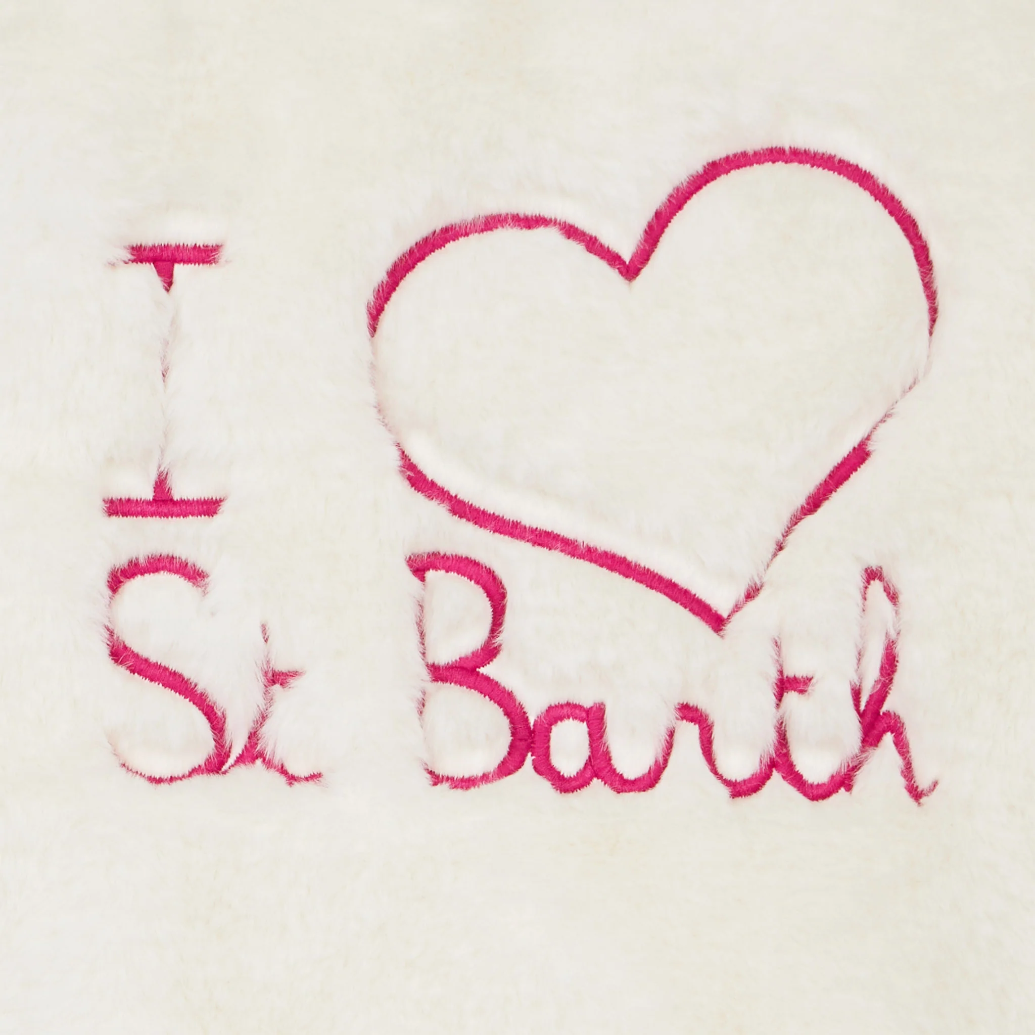 Girl furry white jacket with I Love St. Barth embroidery - Image 3
