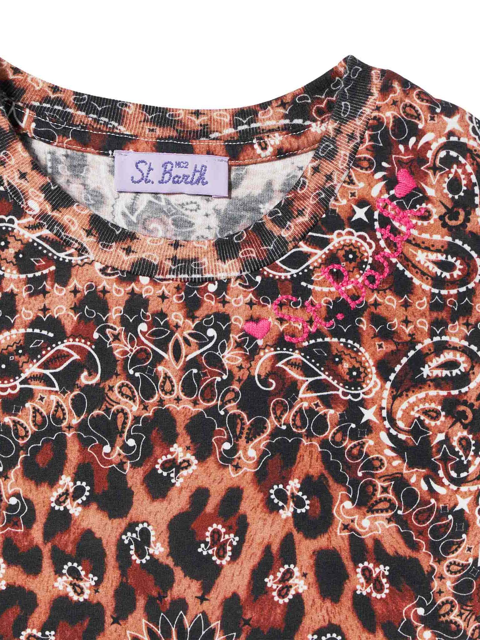 Girl leopard cotton dress with fringes - Image 3