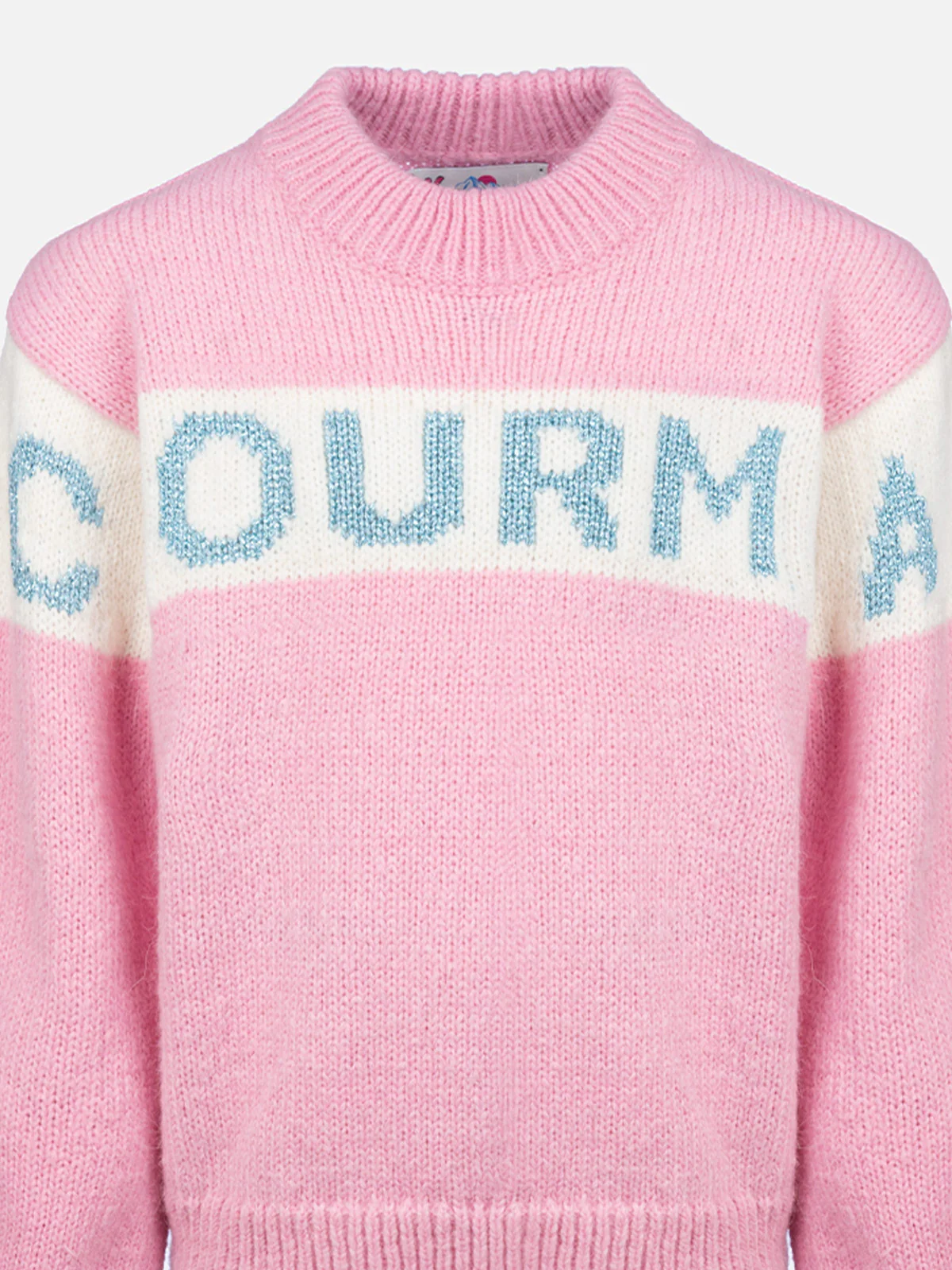 Girl pink crewneck sweater Danya with Courma lurex logo - Image 3