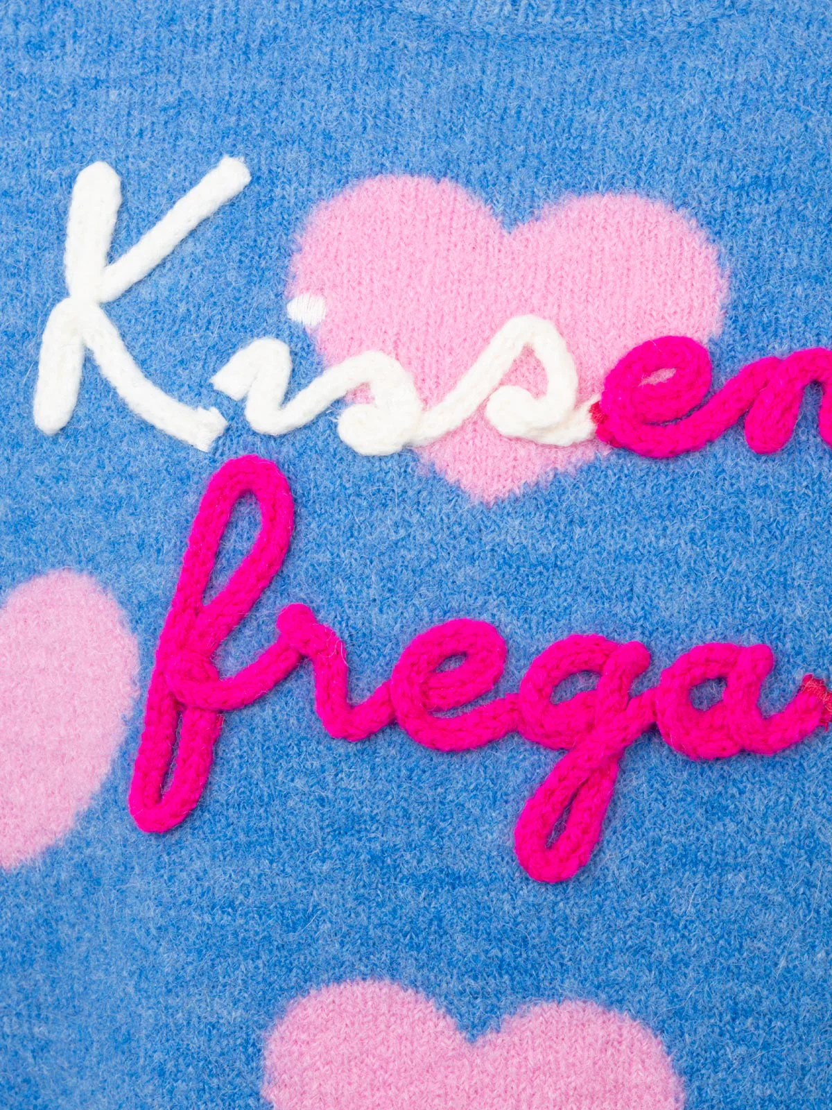 Girl light blue crewneck sweater Princess with Kissene frega embroidery - Image 2