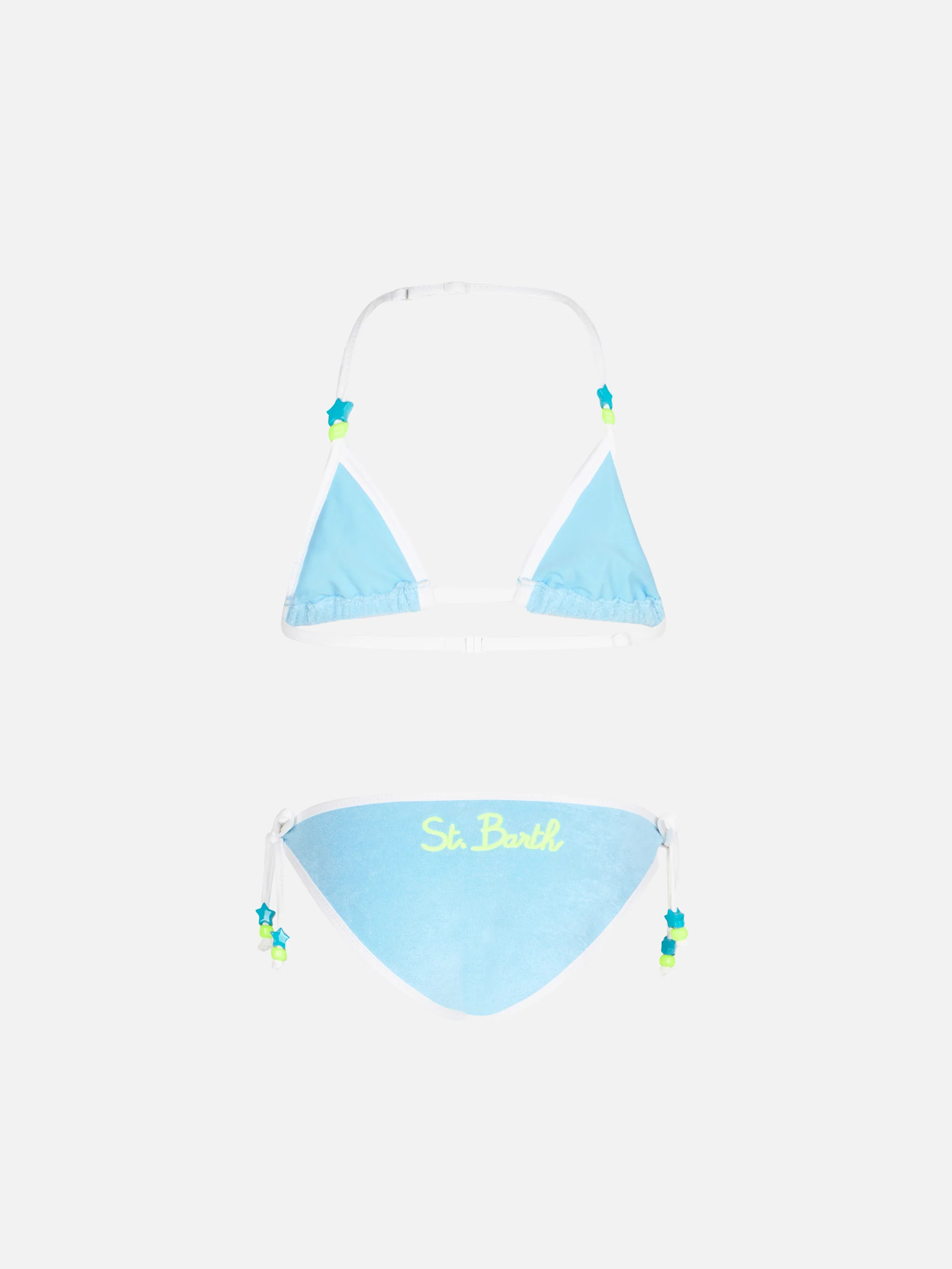 Girl light blue terry triangle bikini - Image 2