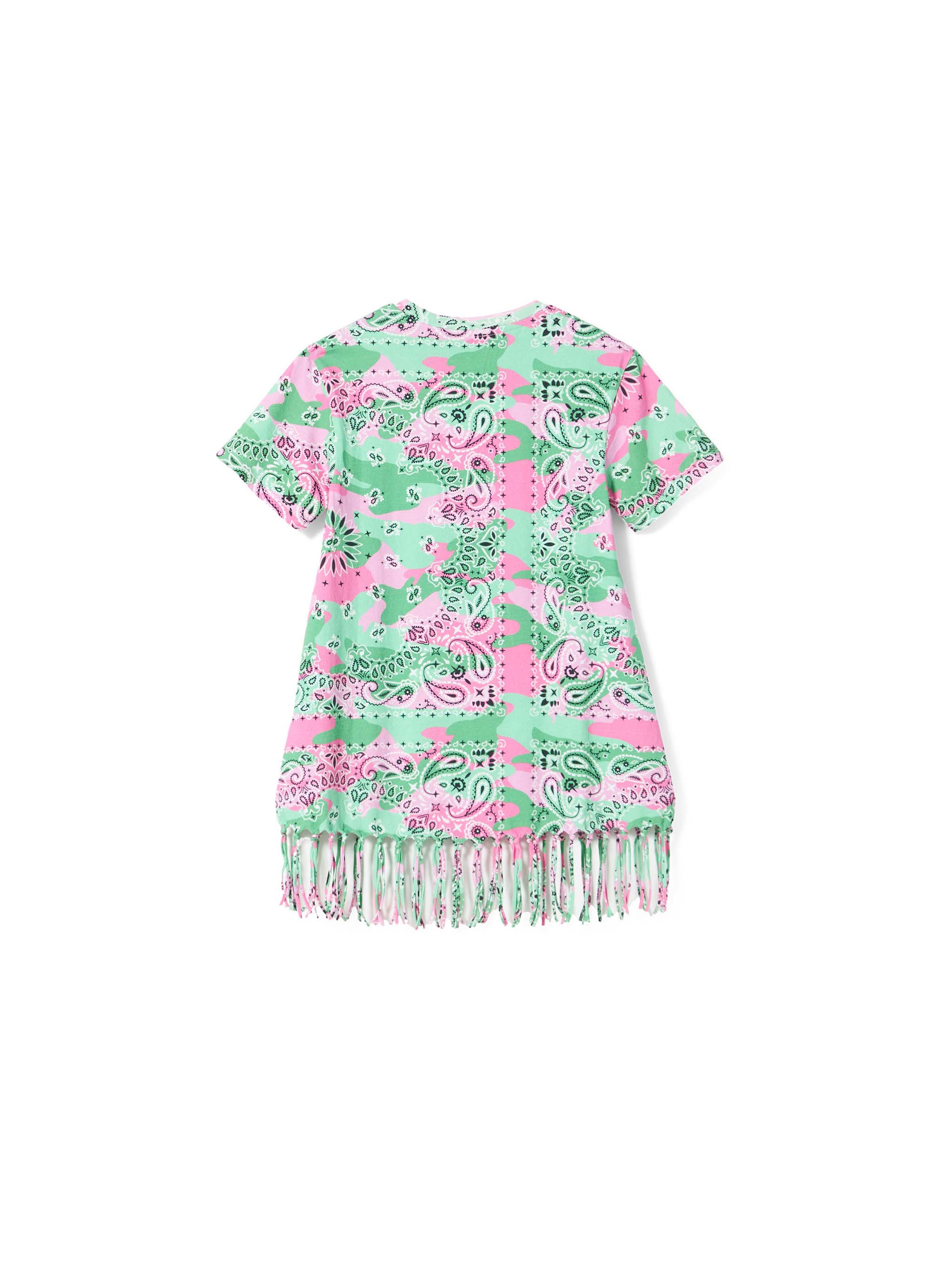 Girl mimetic cotton dress with fringes - Image 3