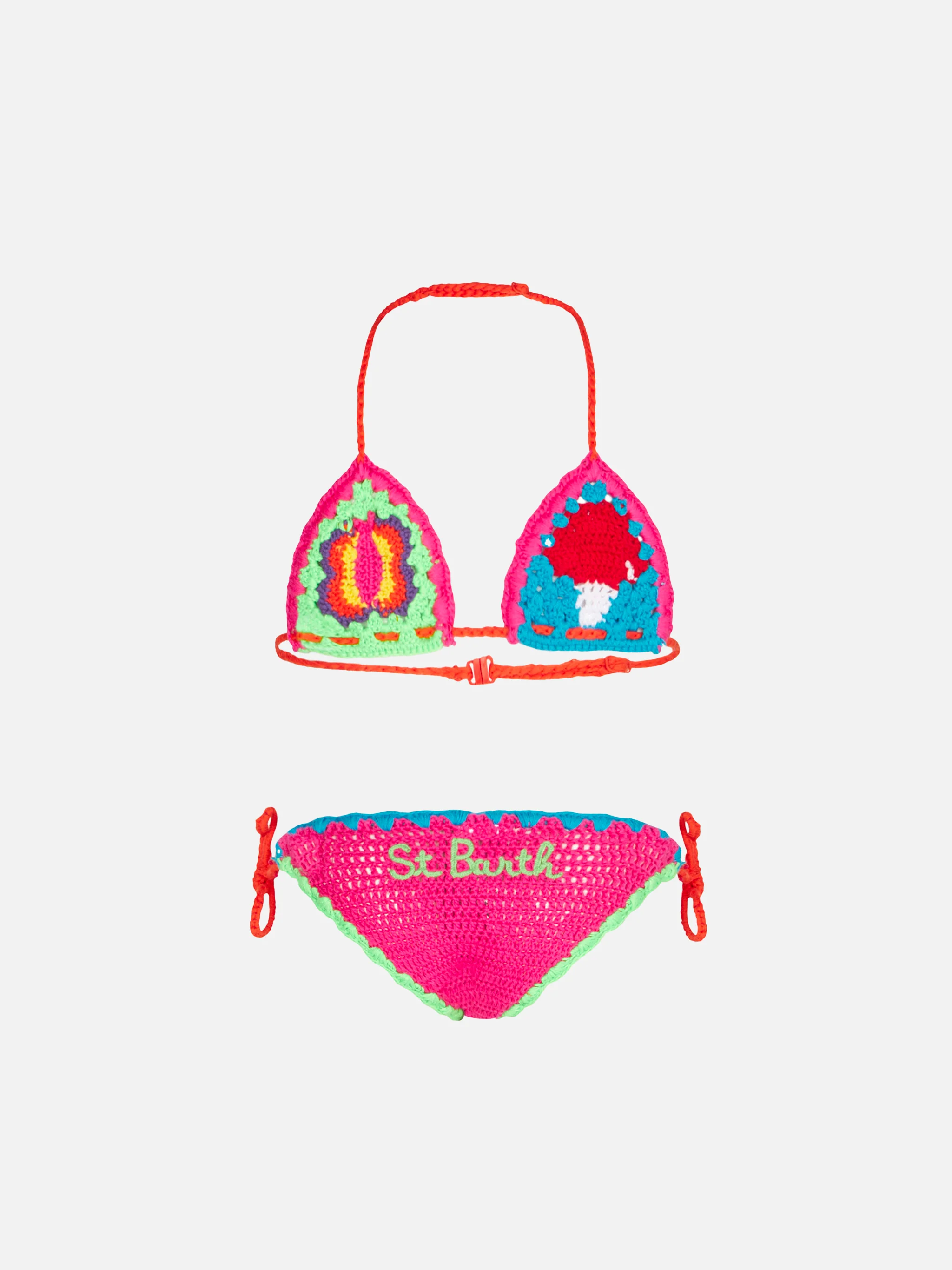 Girl multicolor crochet bikini with patches - Image 2