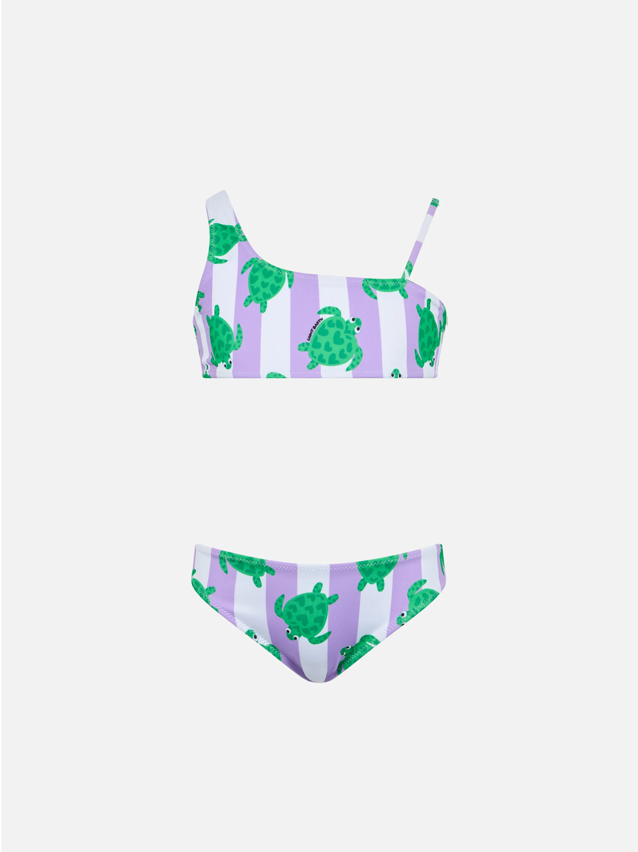 Girl one shoulder bikini Vivy with turtle print