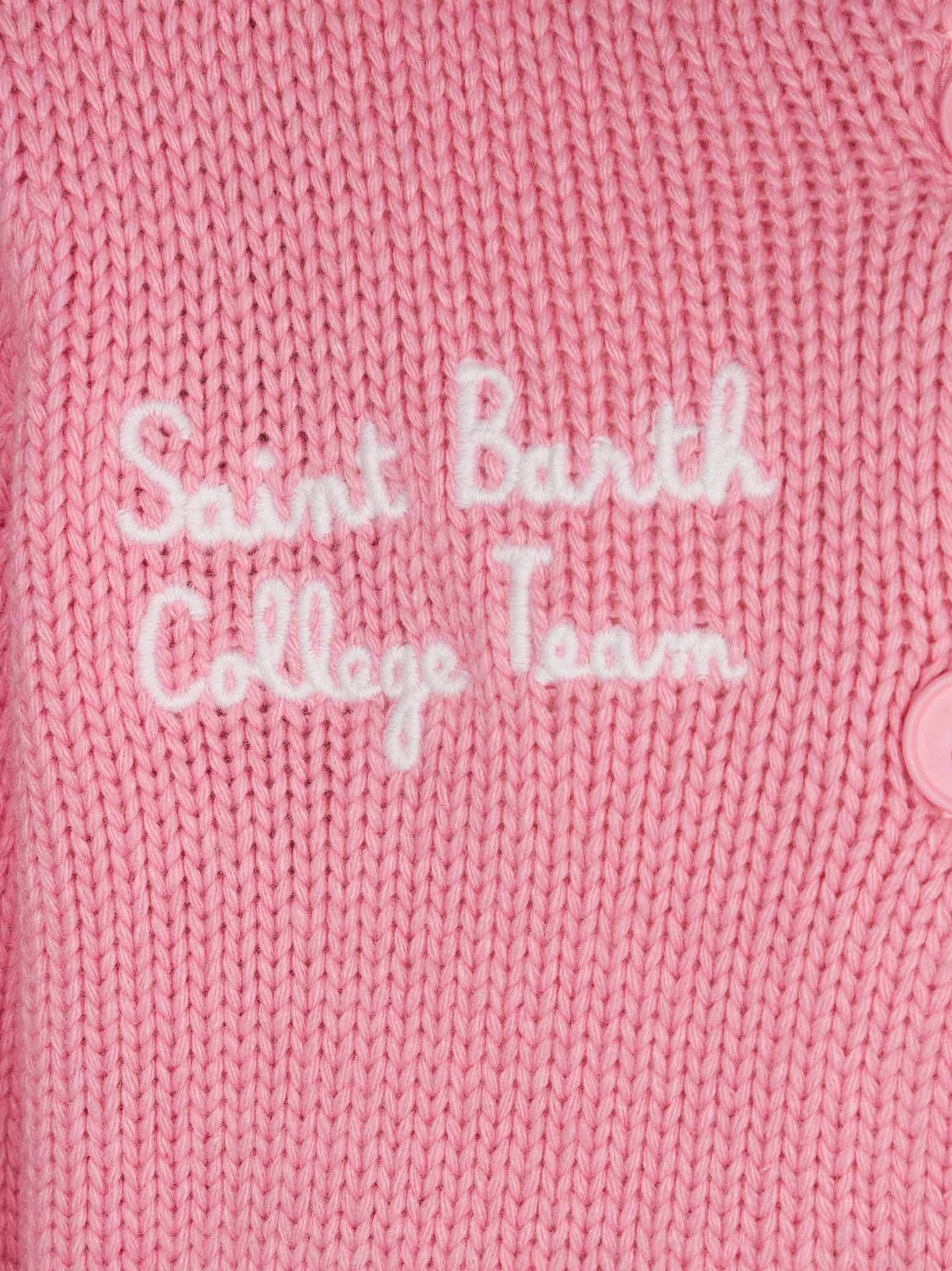 Girl pink college cardigan - Image 3