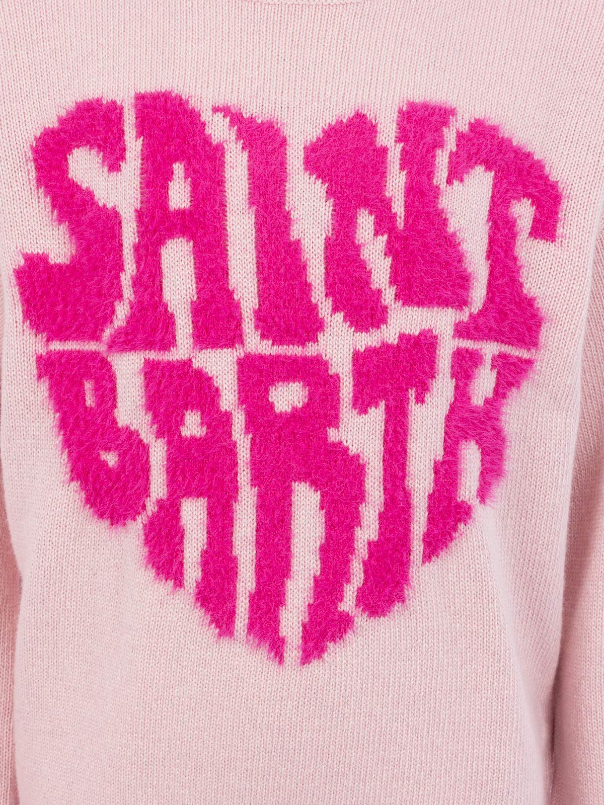 Girl pink crewneck sweater Danya with Saint Barth logo print - Image 3