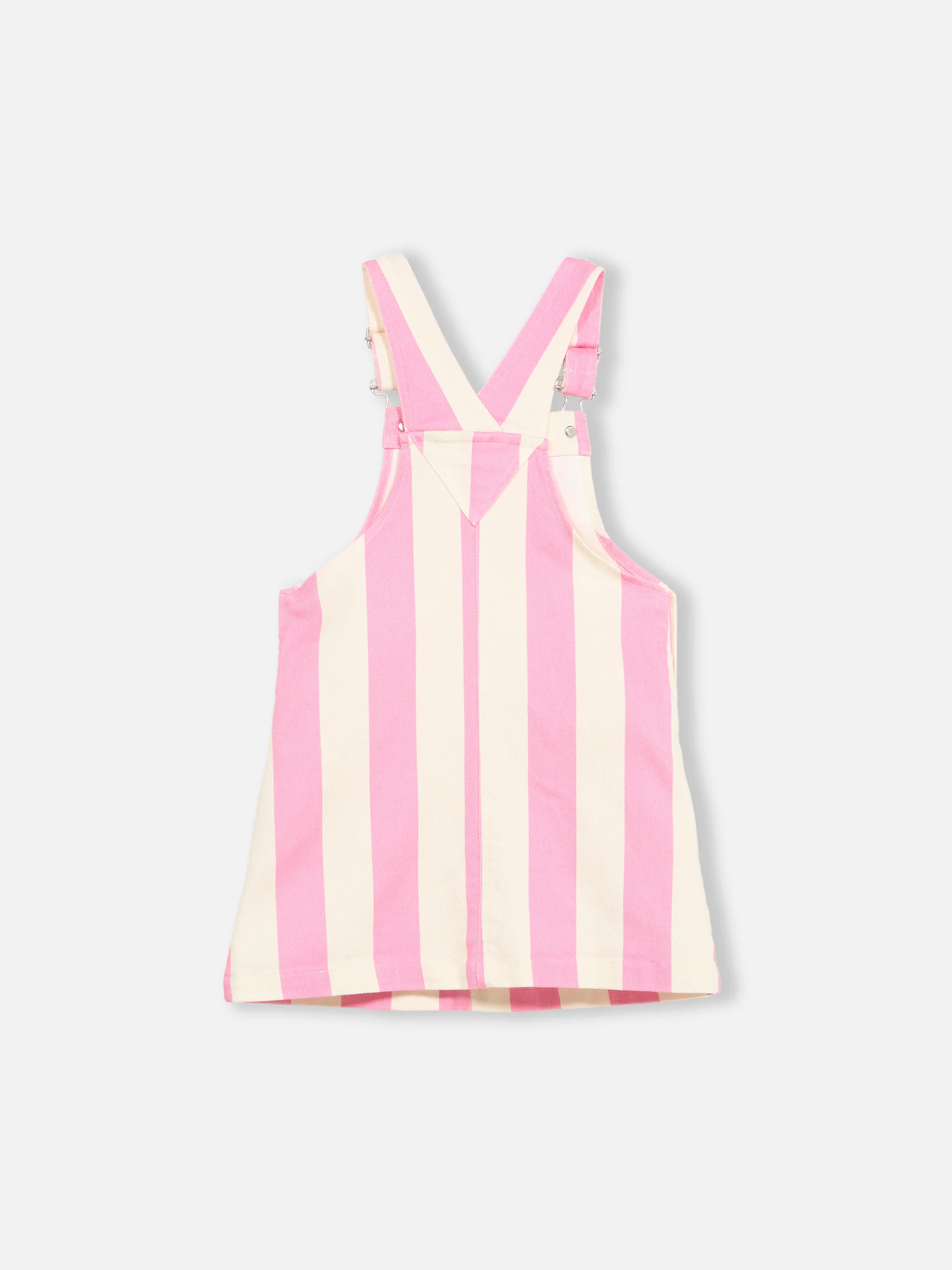 Girl pink striped denim short overall Tecla Jr - Image 2