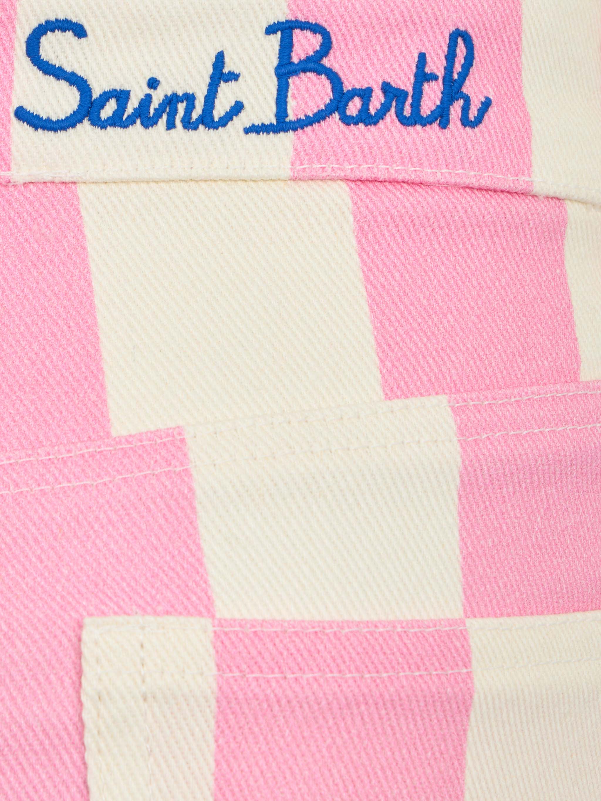 Girl pink striped print denim bermuda Cancun - Image 3