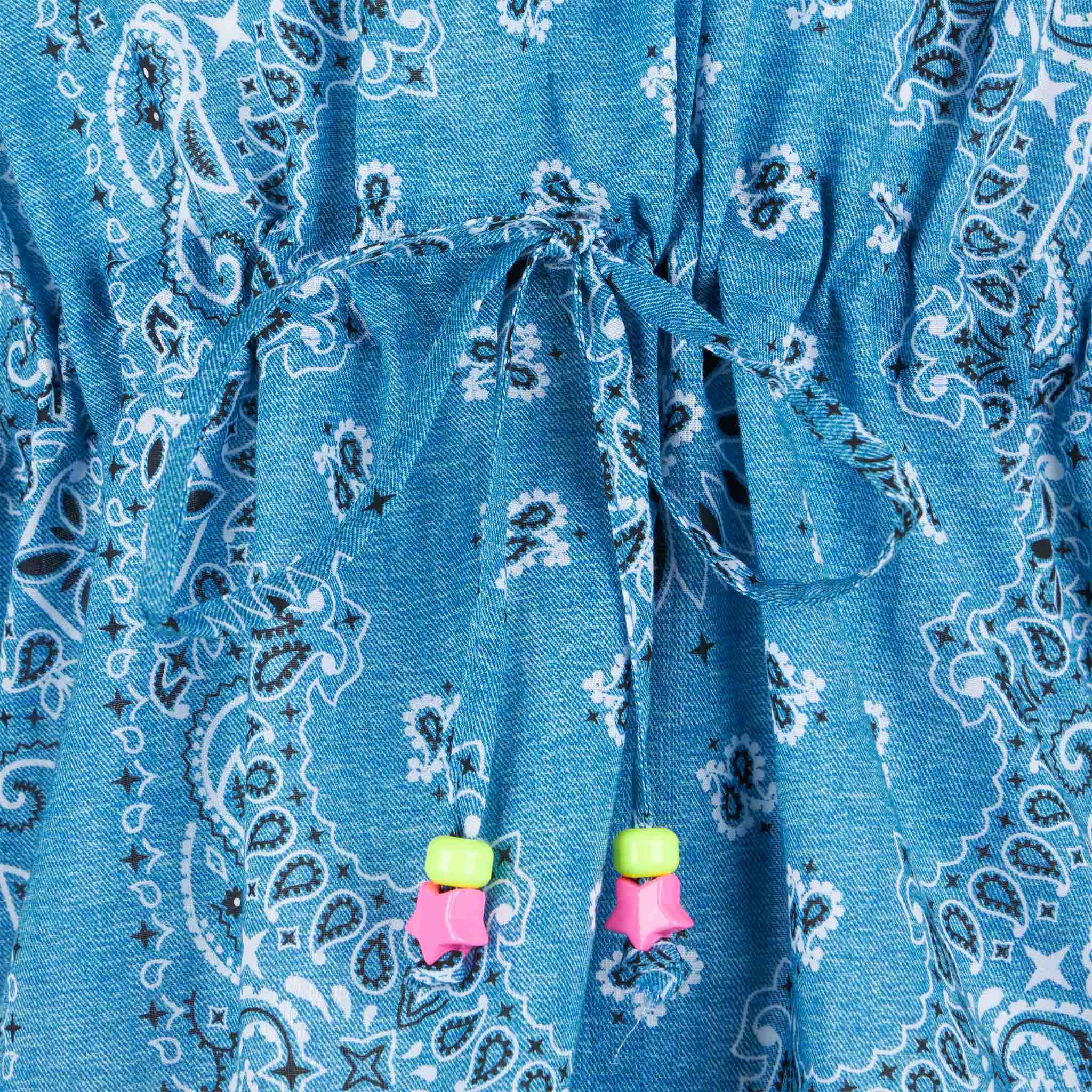 Girl poncho with light blue bandanna print - Image 3