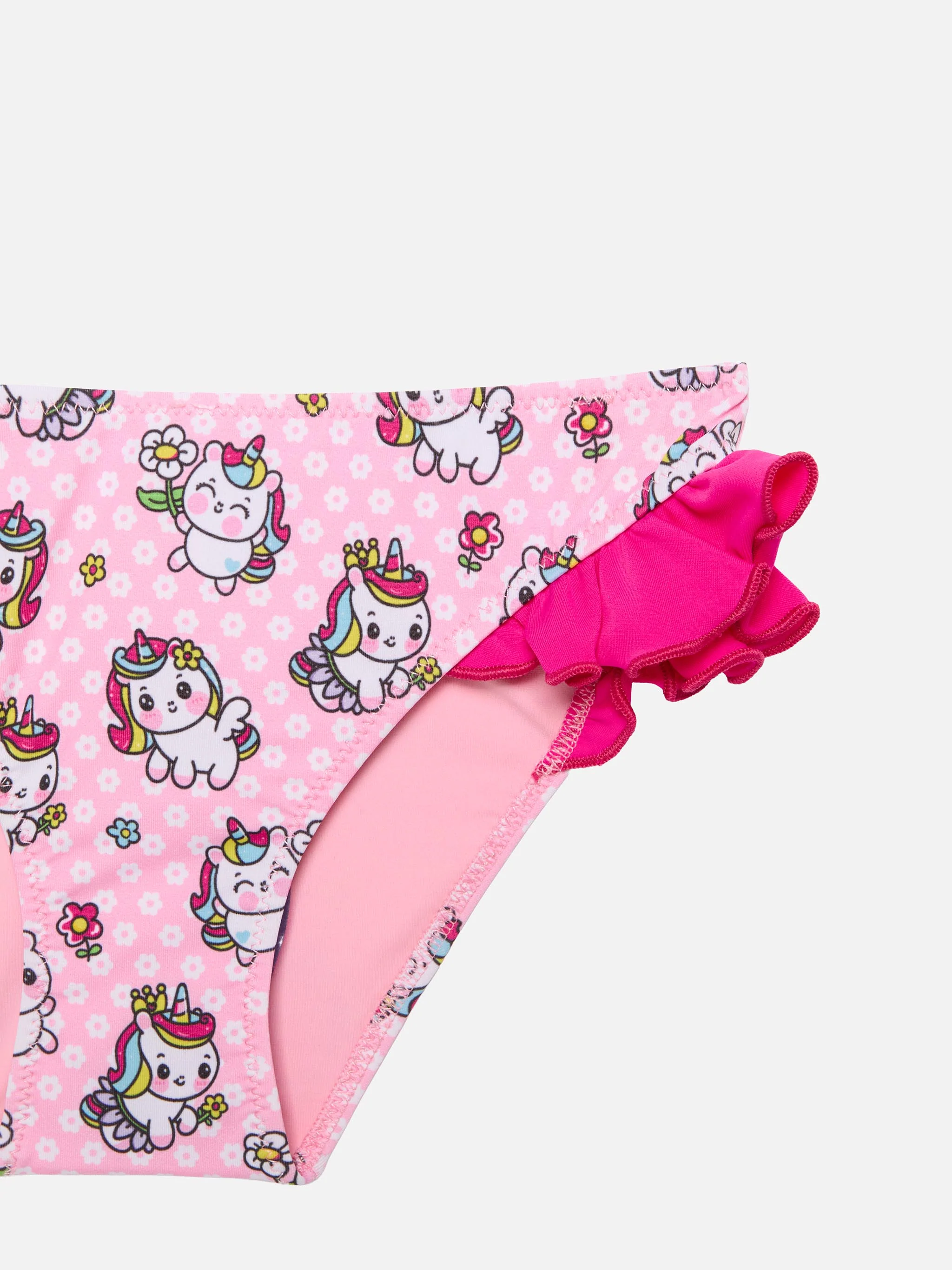 Girl ruffled bandeau bikini with unicorns print - Image 3