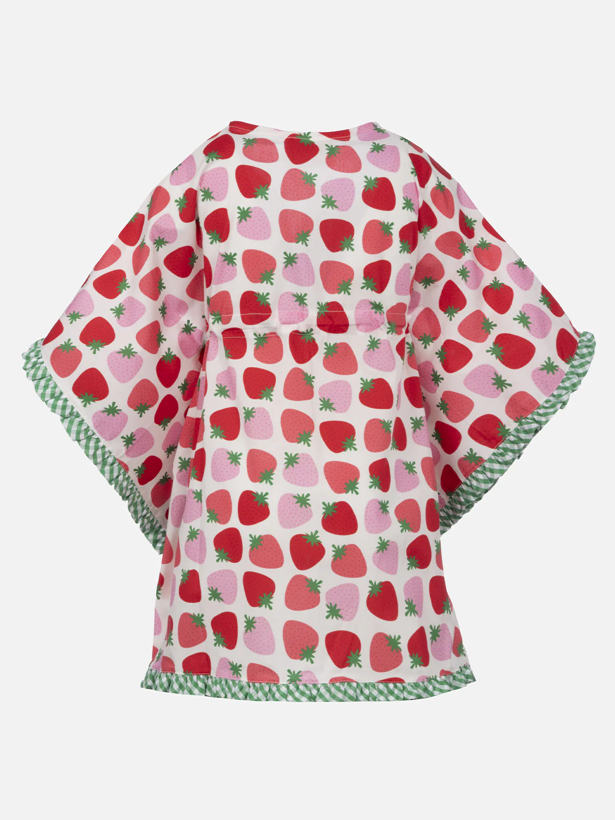 Girl ruffled cotton caftan with strawberry print - Image 3
