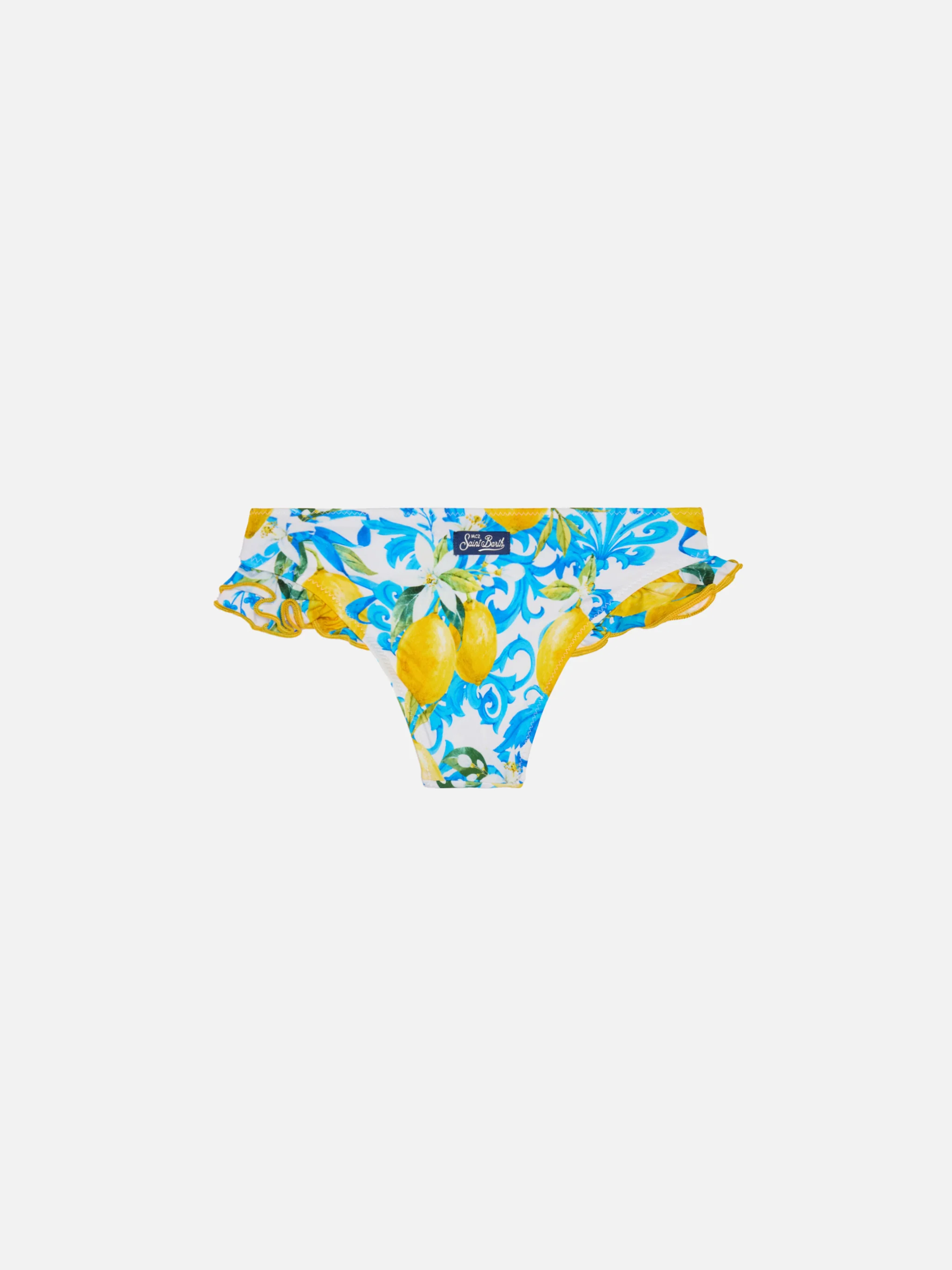 Girl ruffled swim briefs with baroque print - Image 2