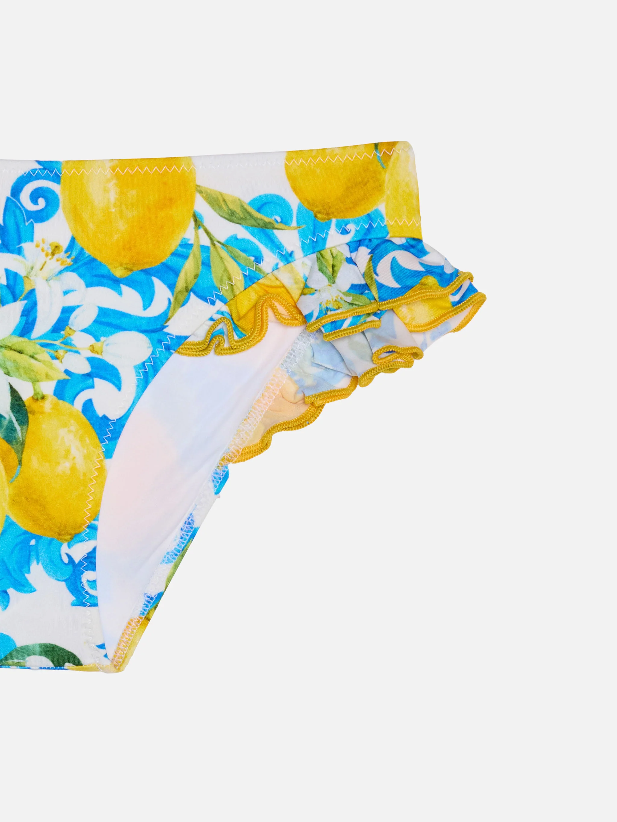 Girl ruffled swim briefs with baroque print - Image 3