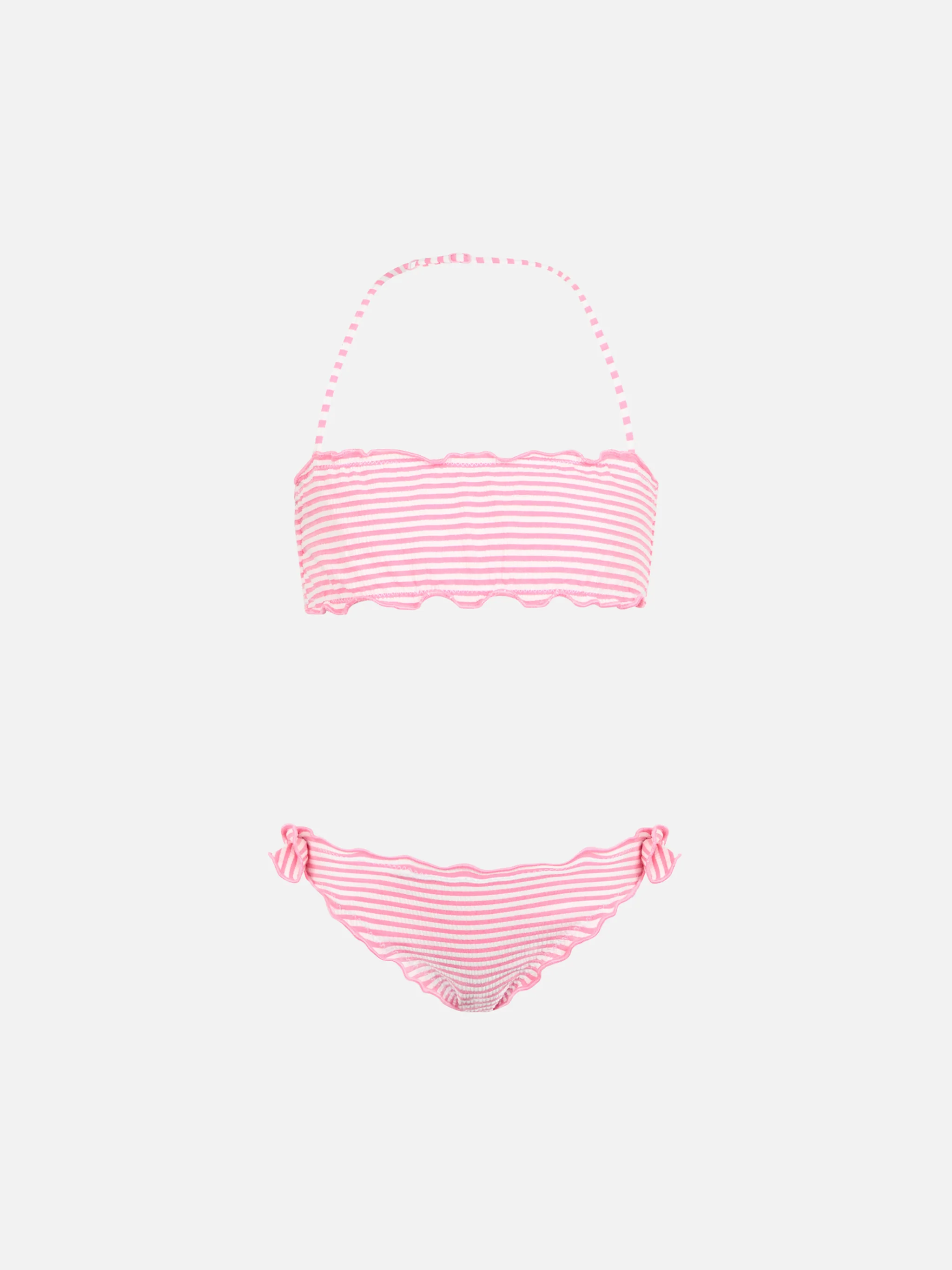 Girl seersucker classic bandeau bikini Emy with striped print