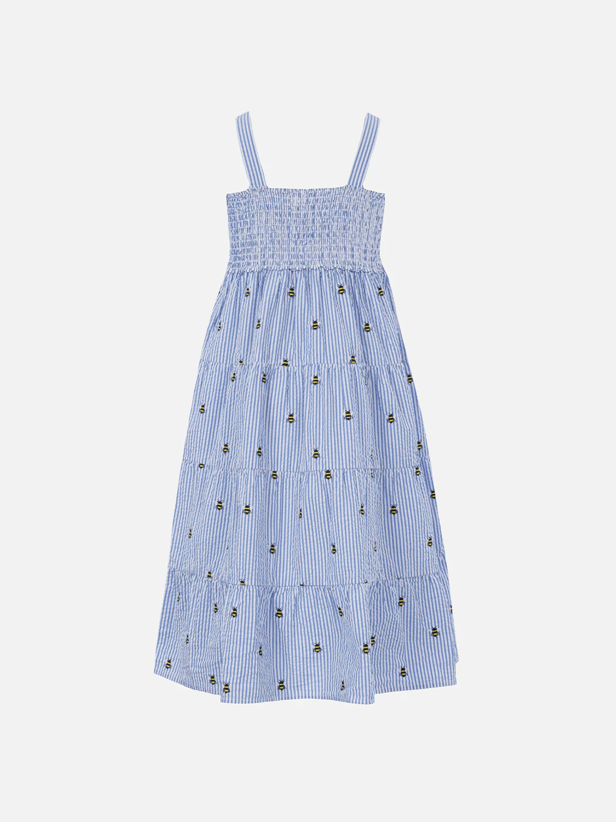 Girl seersucker dress Jemine Jr with bee embroidery - Image 2