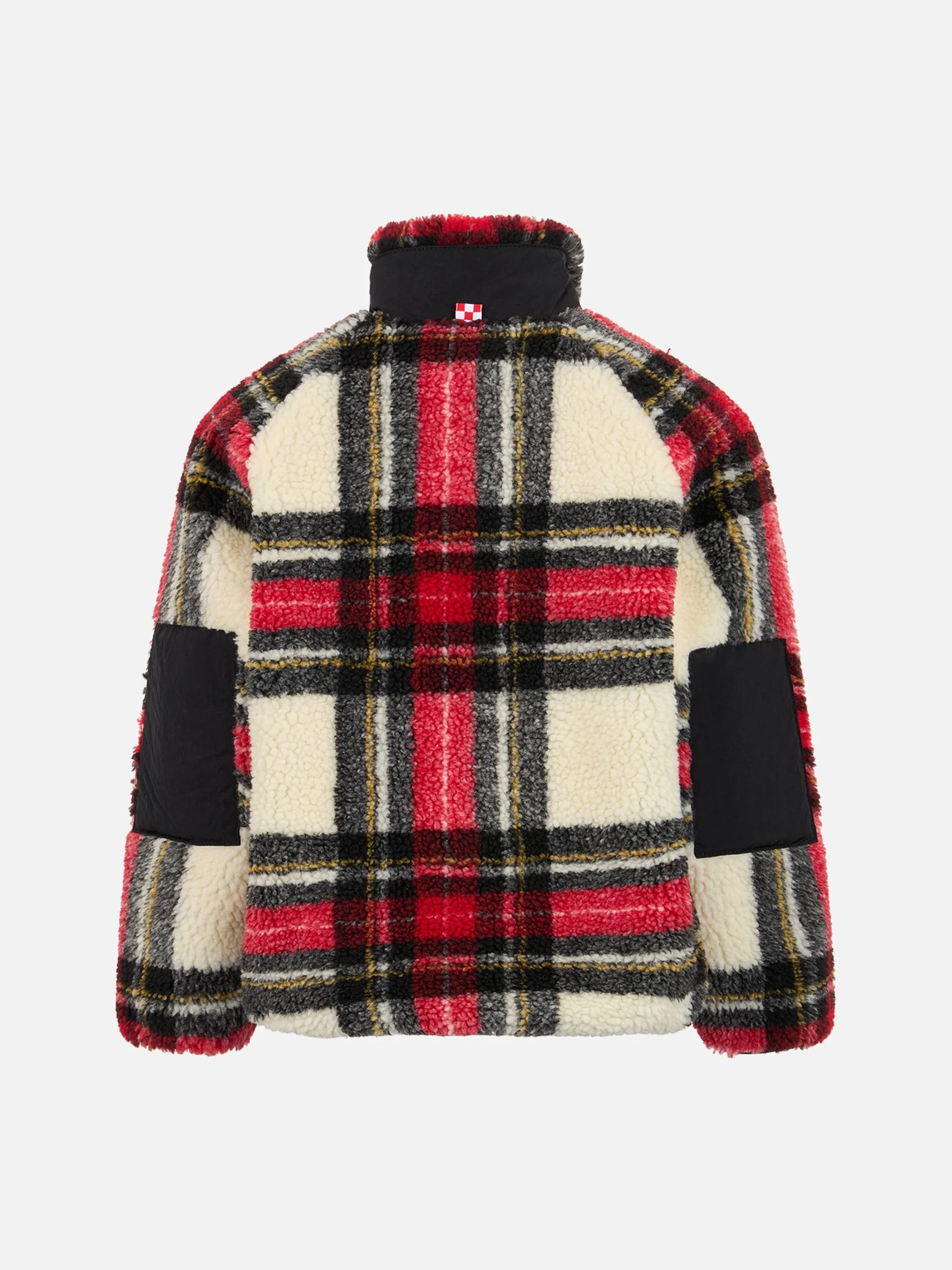 Girl sherpa jacket with tartan print - Image 2