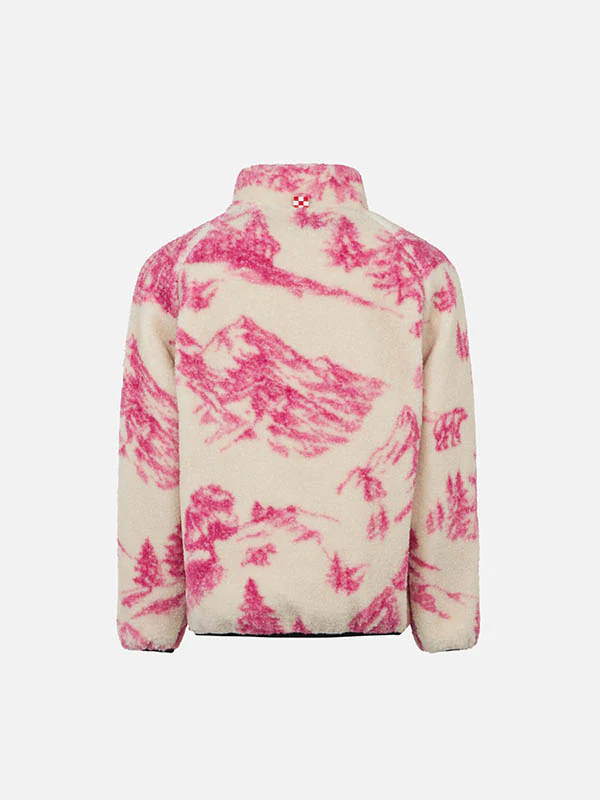 Girl sherpa jacket with toile de jouy print - Image 2