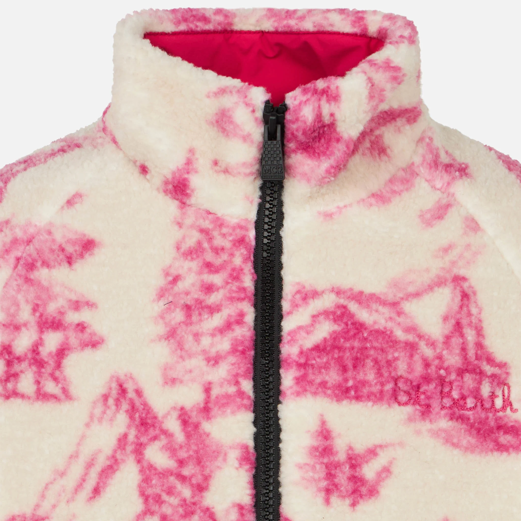 Girl sherpa jacket with toile de jouy print - Image 3