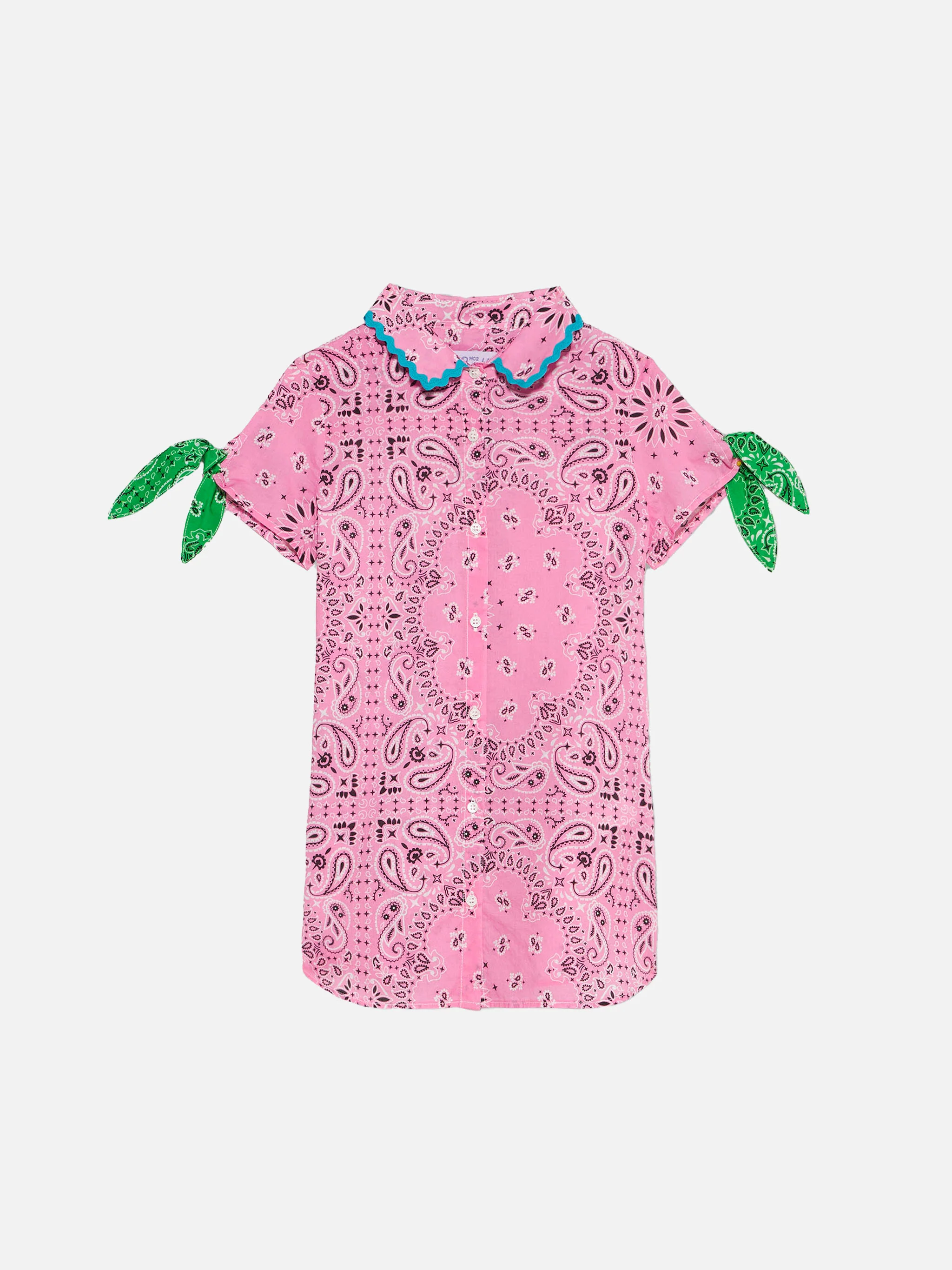 Girl shirt dress with bandanna print - Image 2