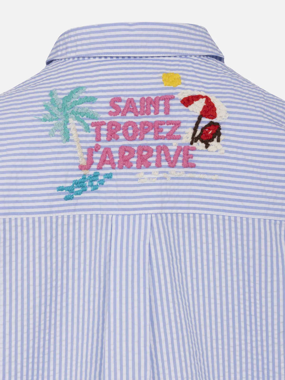 Girl striped print seersucker over shirt Mini Brigitte - Image 3