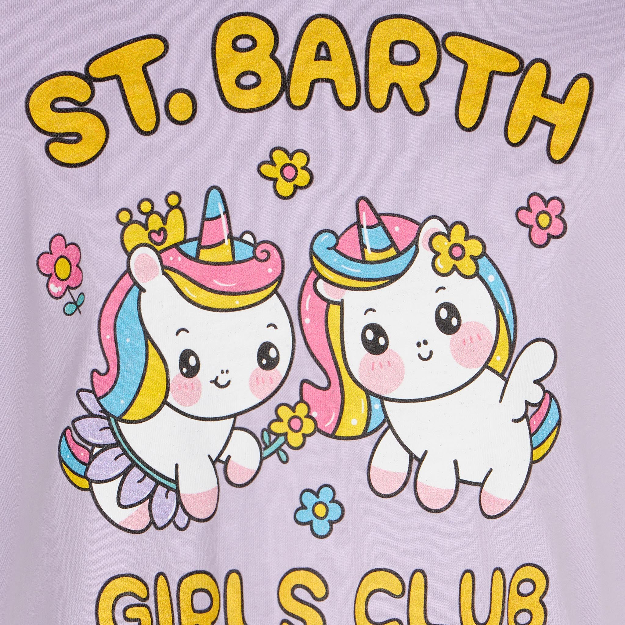 Girl t-shirt with St. Barth Girls Club and unicorns print - Image 2