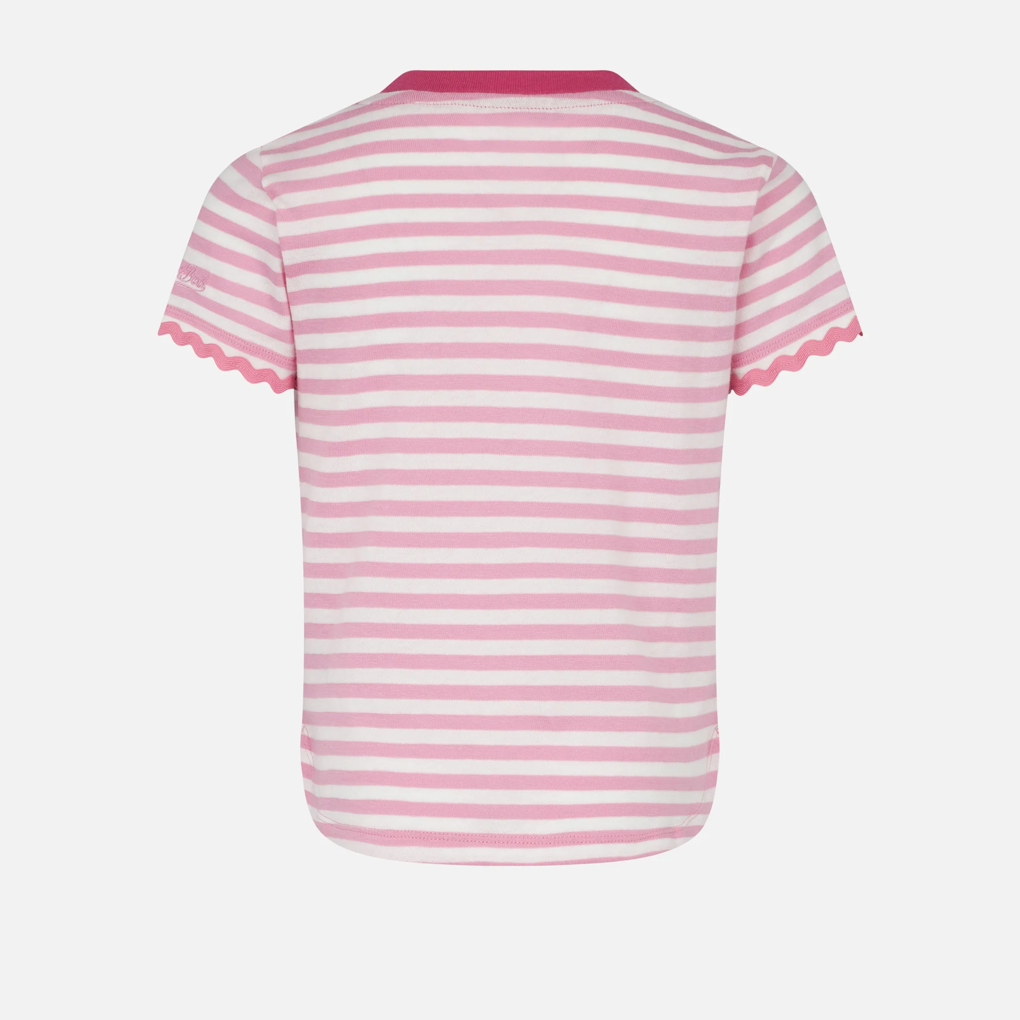 Girl t-shirt with stripes and embroidery - Image 3