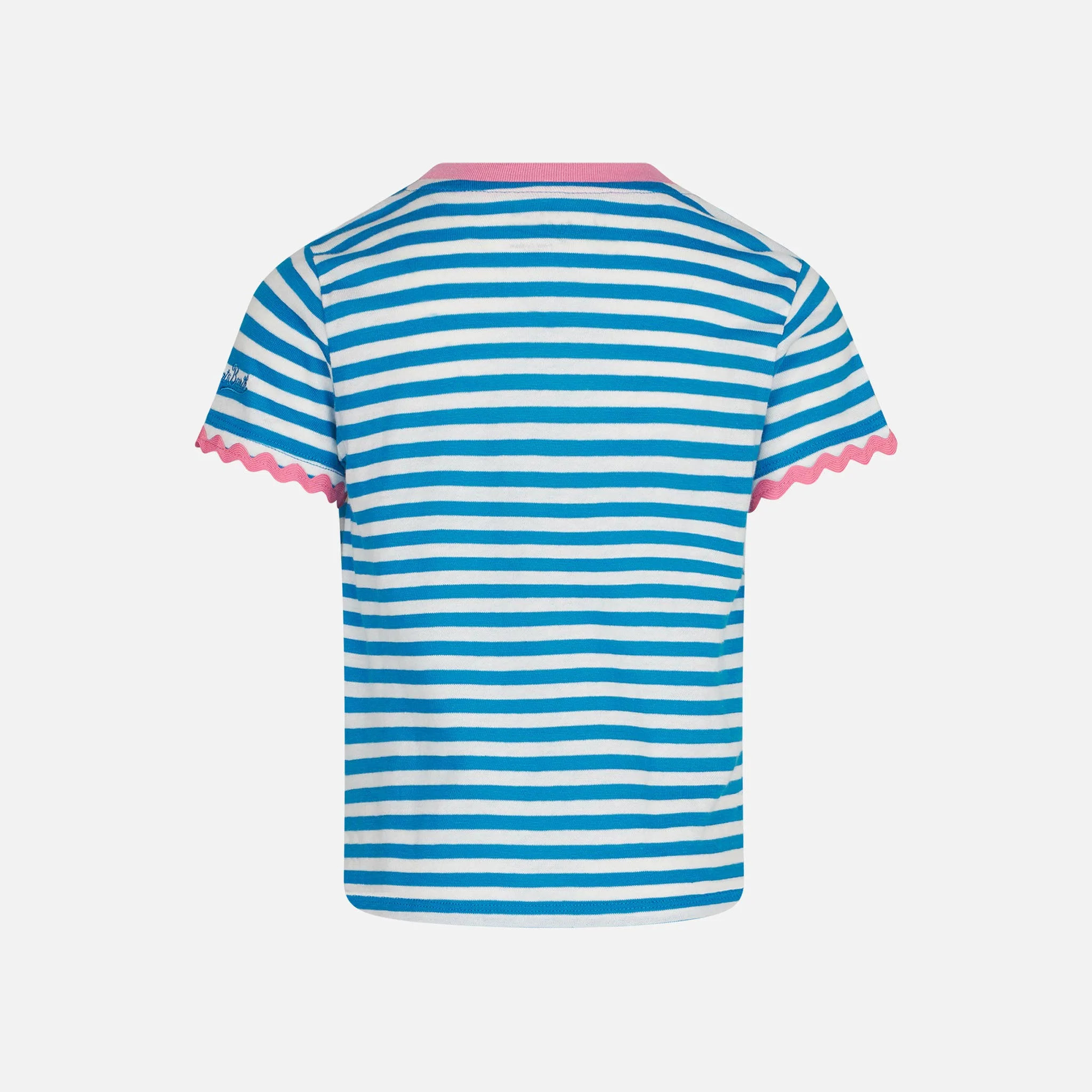Girl t-shirt with stripes and embroidery - Image 3