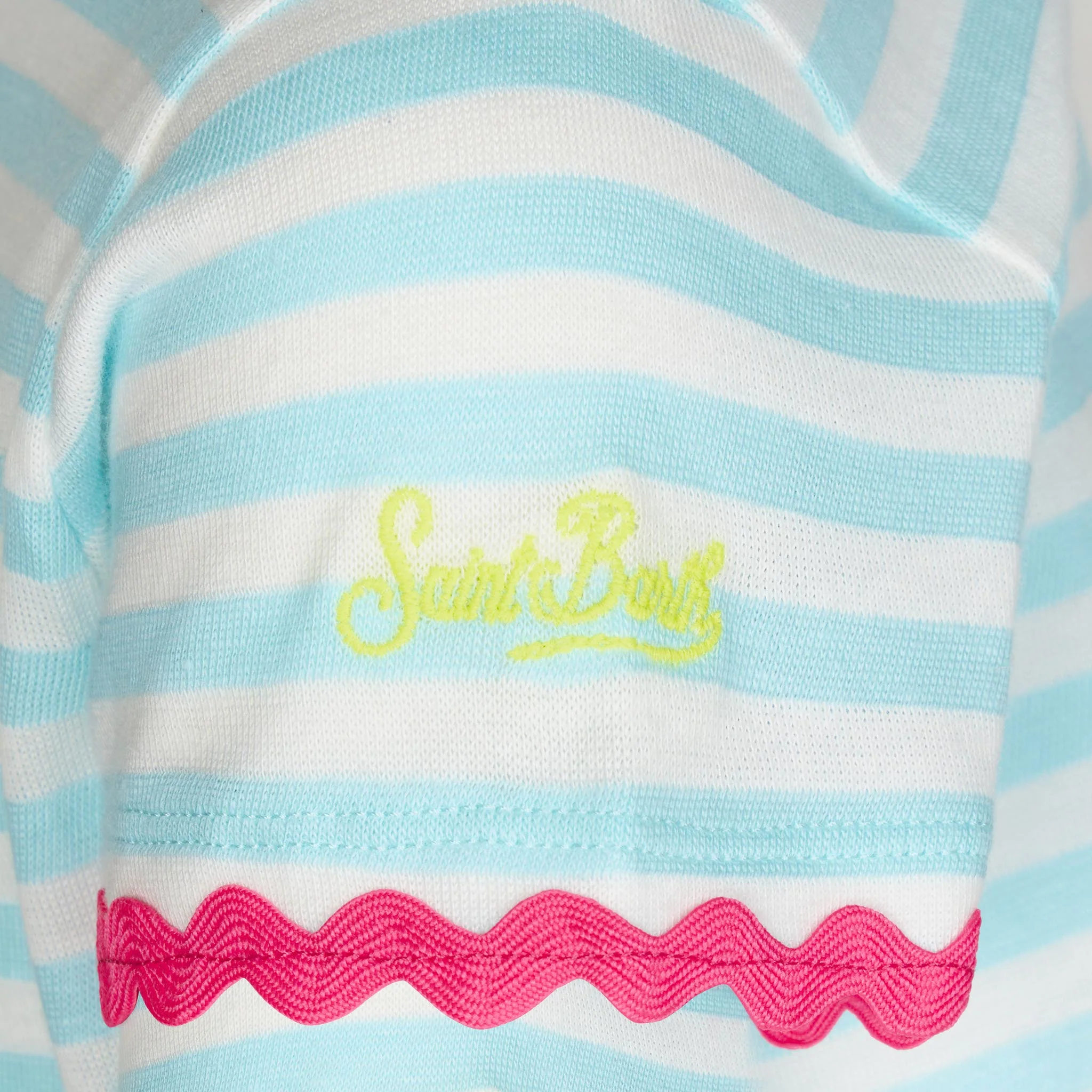 Girl striped t-shirt with Saint Barth embroidery - Image 3
