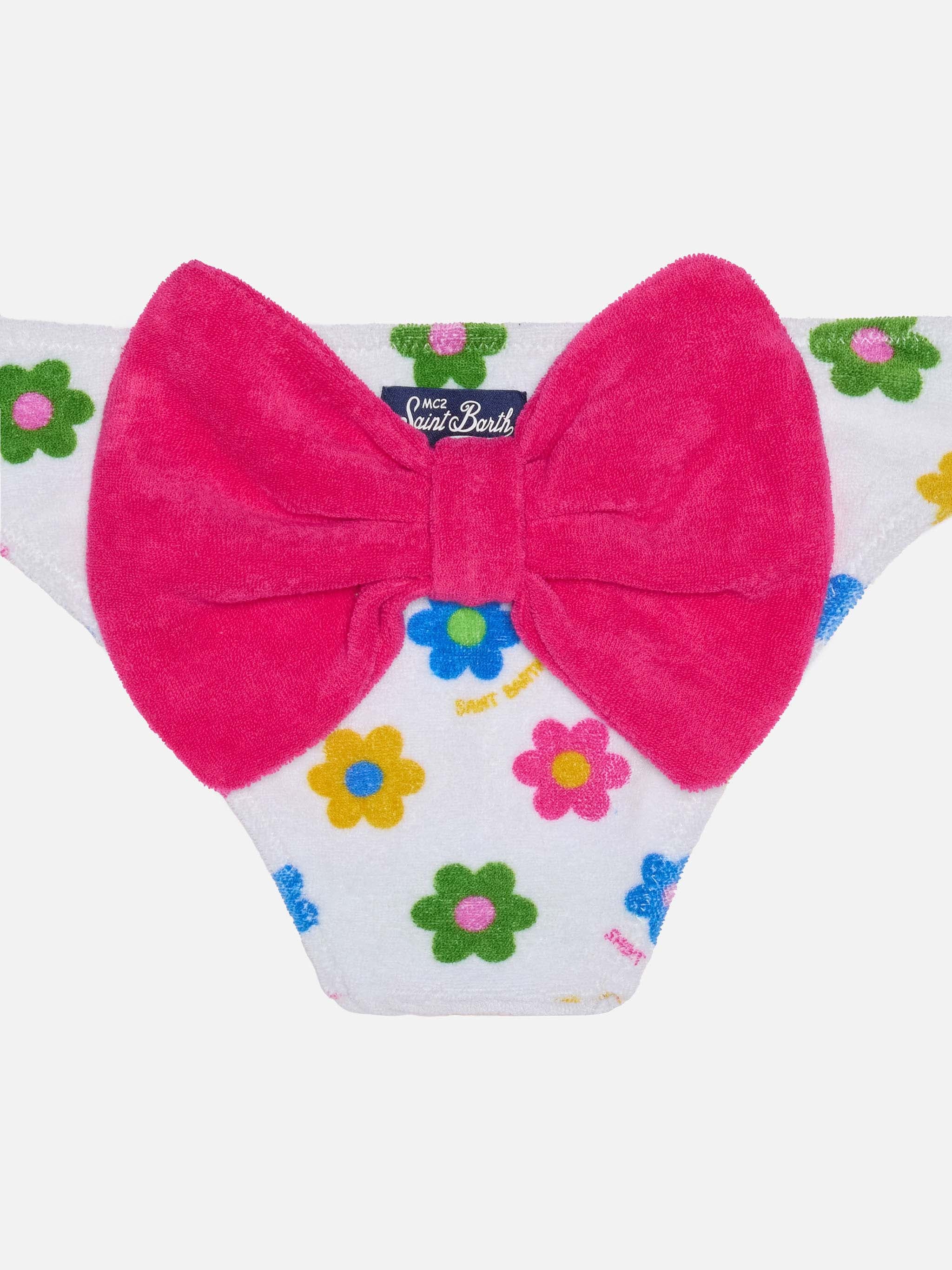 Girl terry swim briefs with daisy print - Image 3
