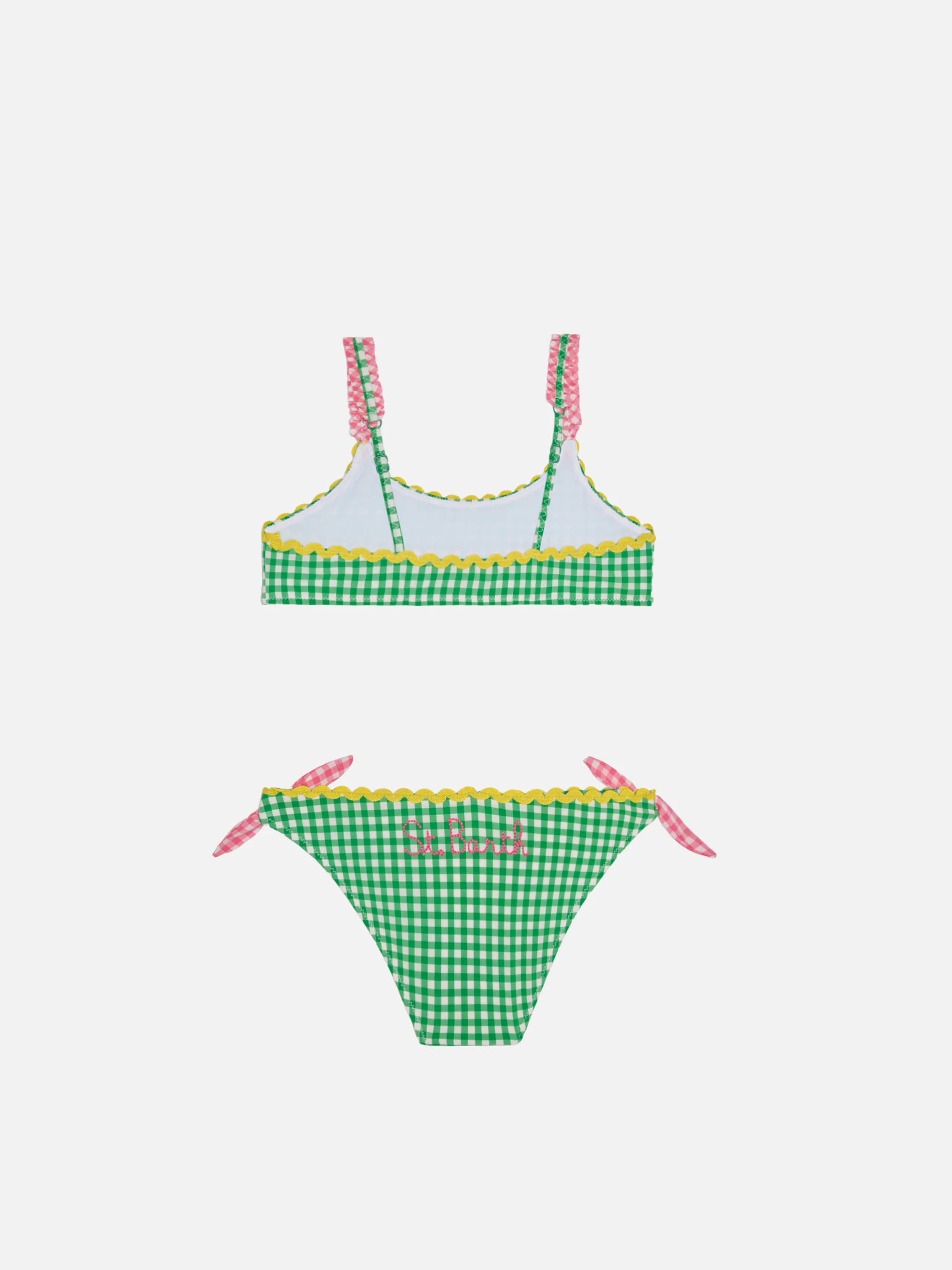 Girl top bikini with gingham print - Image 2