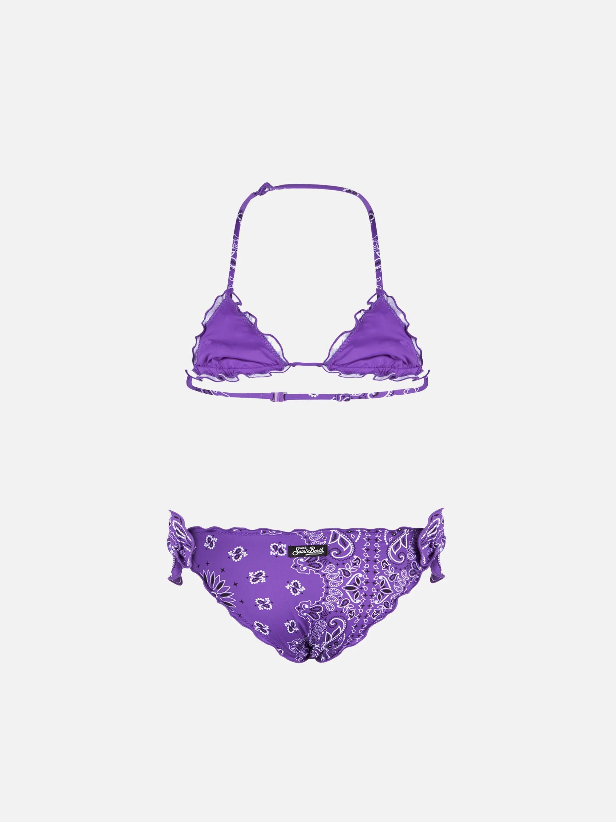 Girl triangle bikini with bandanna print - Image 2
