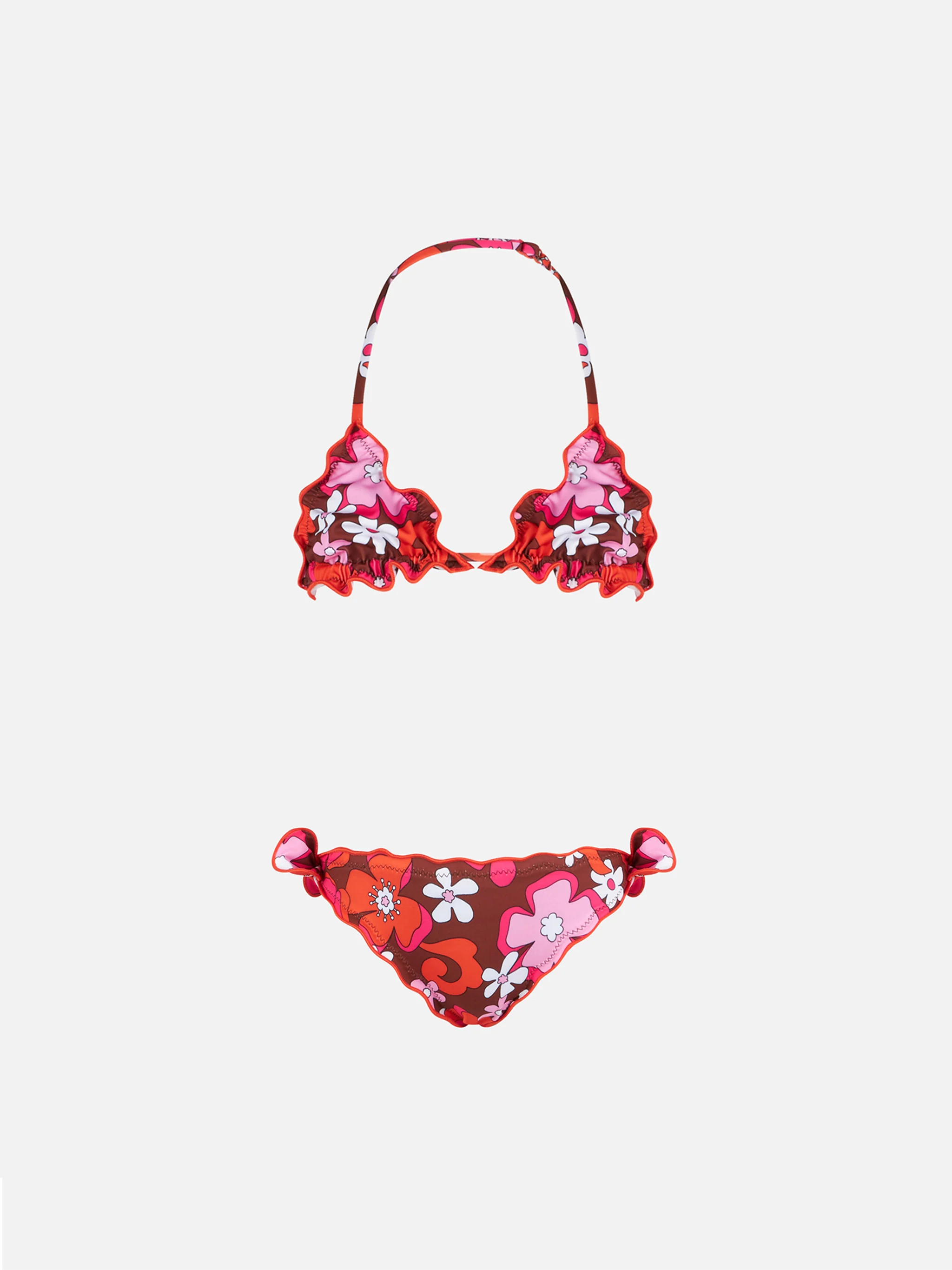 Girl triangle bikini with flowers print