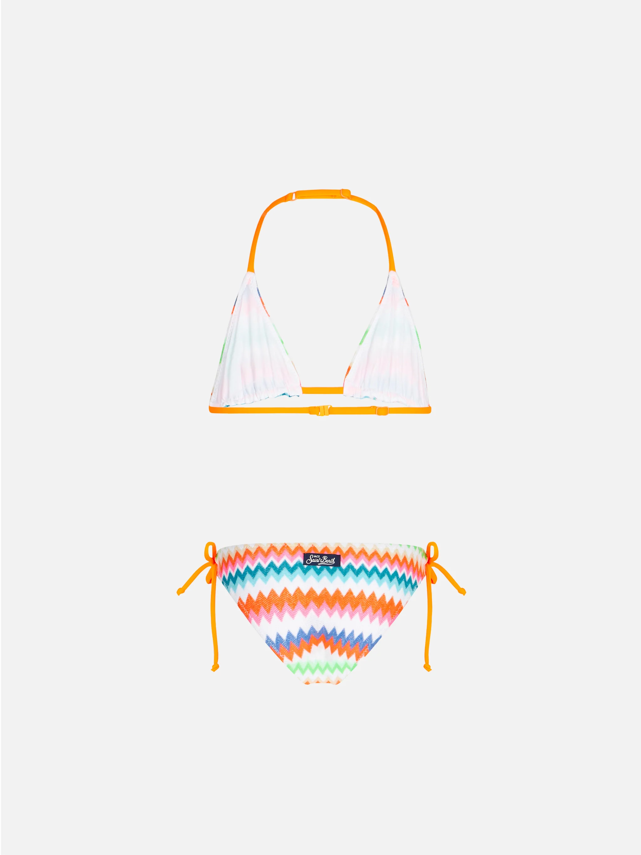 Girl triangle bikini with multicolor pattern - Image 2