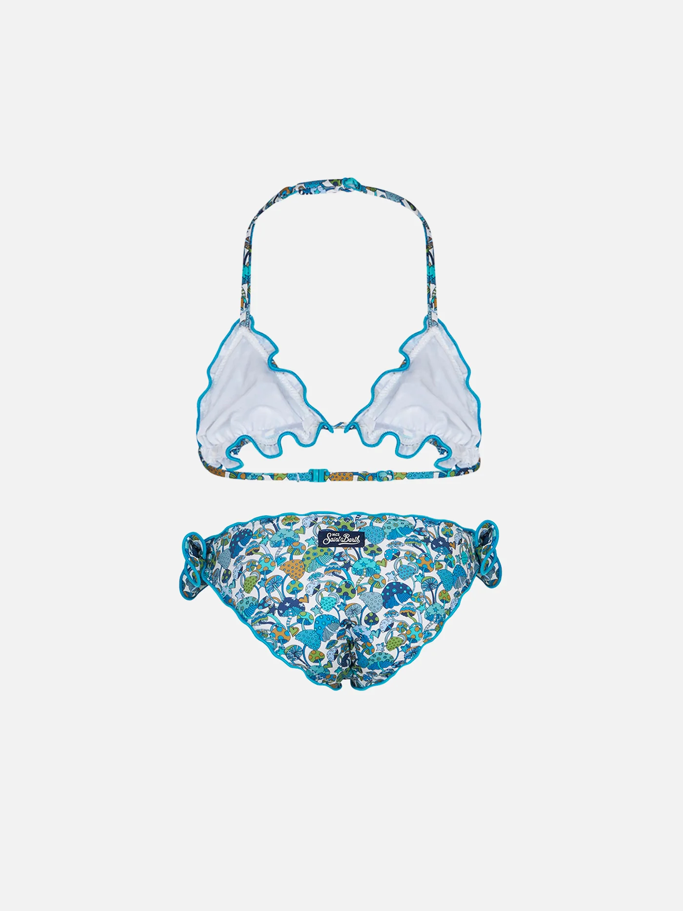 Girl triangle bikini with mushroom print | Made with Liberty fabric - Image 2
