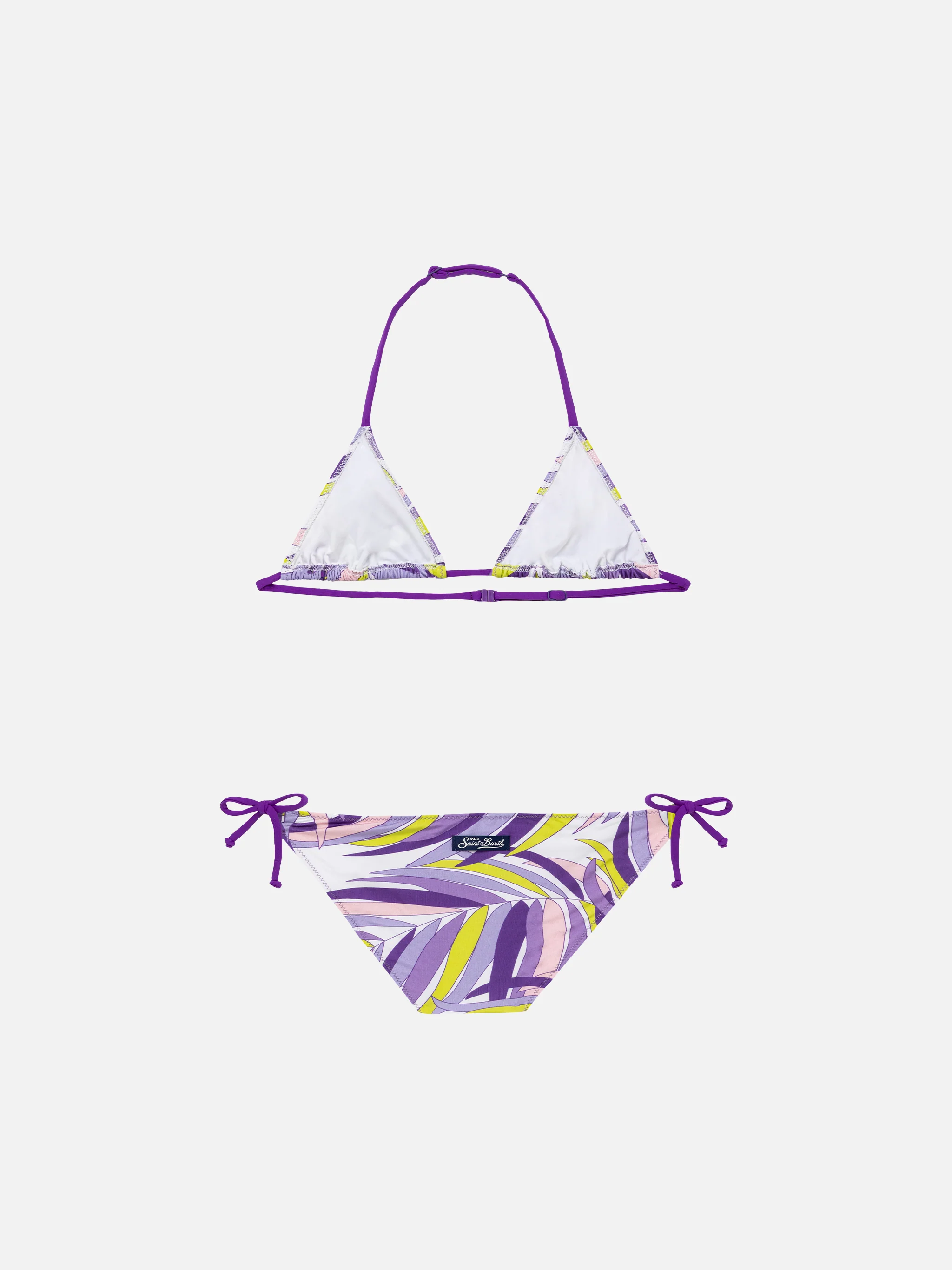 Girl triangle bikini with palms leaves - Image 2
