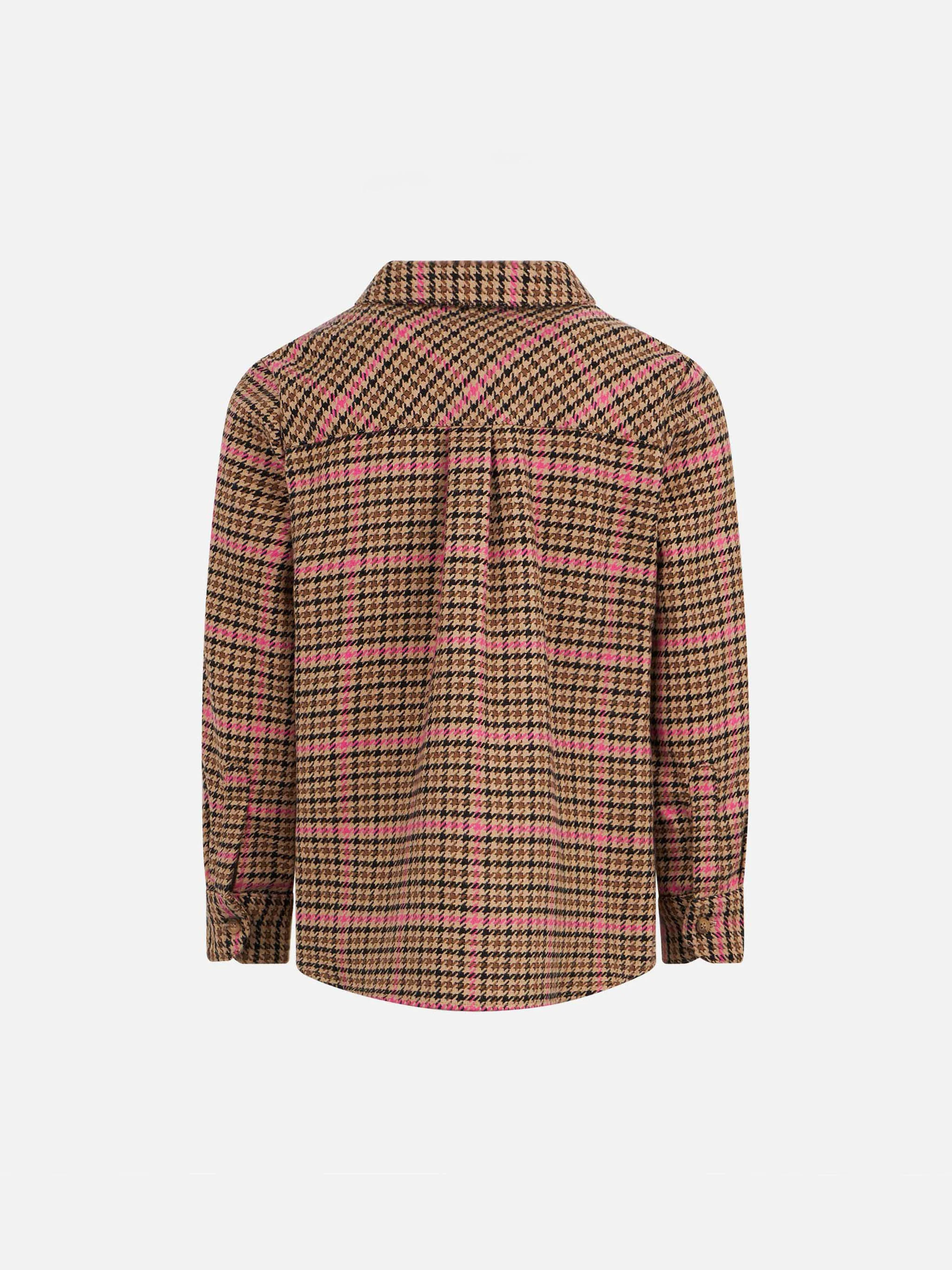 Girl overshirt with pied de poule print - Image 2