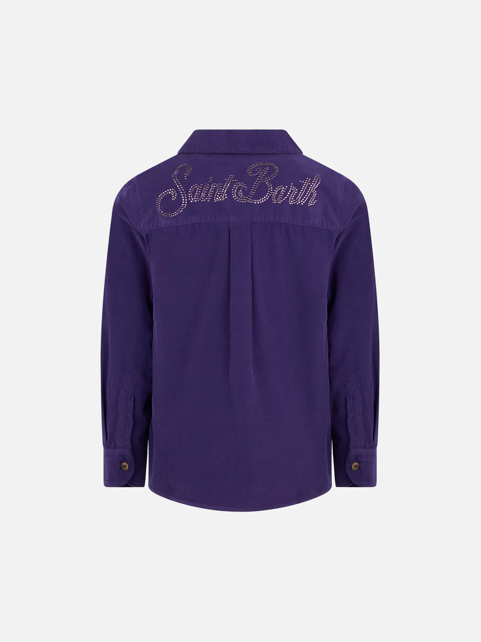 Girl velvet overshirt with Saint Barth rhinestones print - Image 2