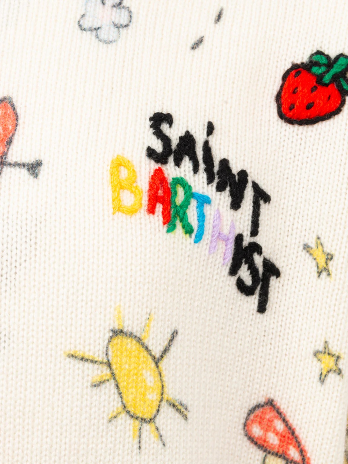 Girl white crewneck sweater Princess with Saint Barth sketch print - Image 2