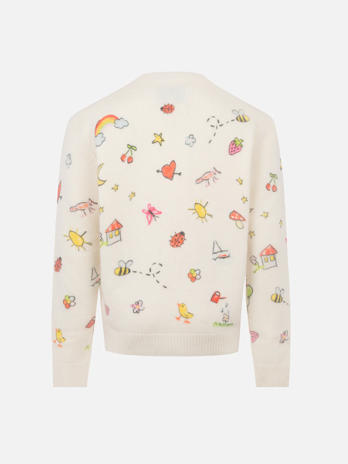 Girl white crewneck sweater Princess with Saint Barth sketch print - Image 3