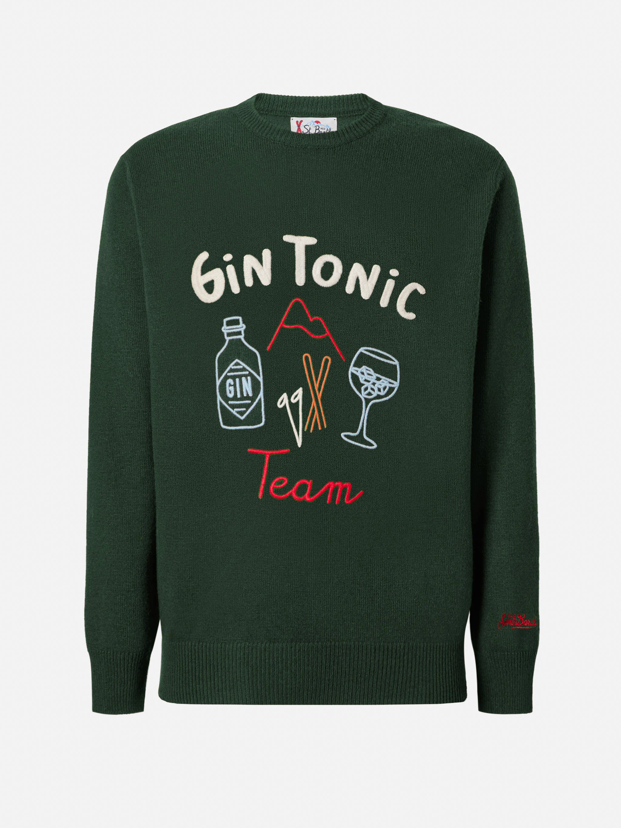 Green crewneck Heron with Gin Tonic embroidery - Image 3