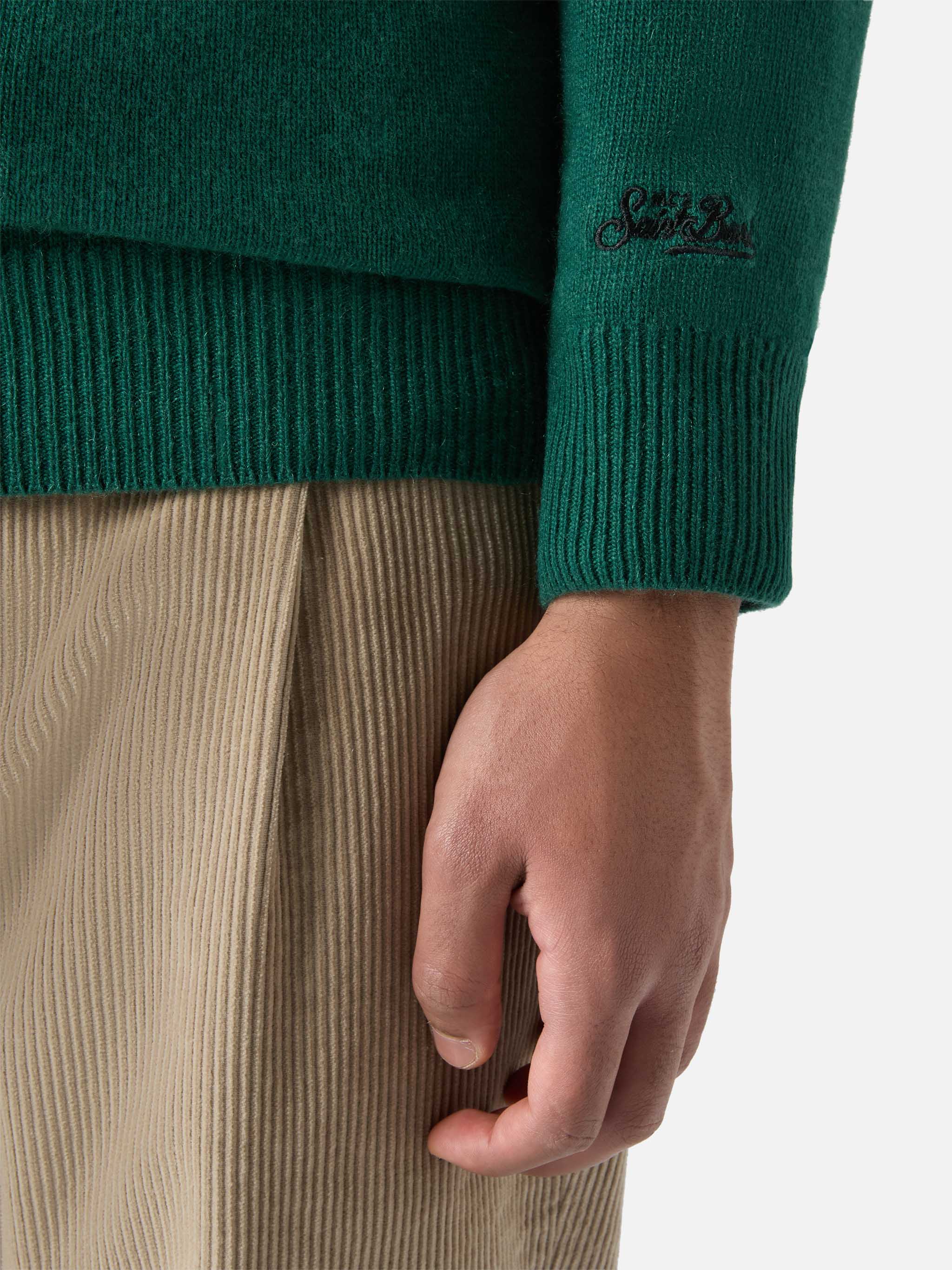Green crewneck Heron with Money maker jacquard - Image 4
