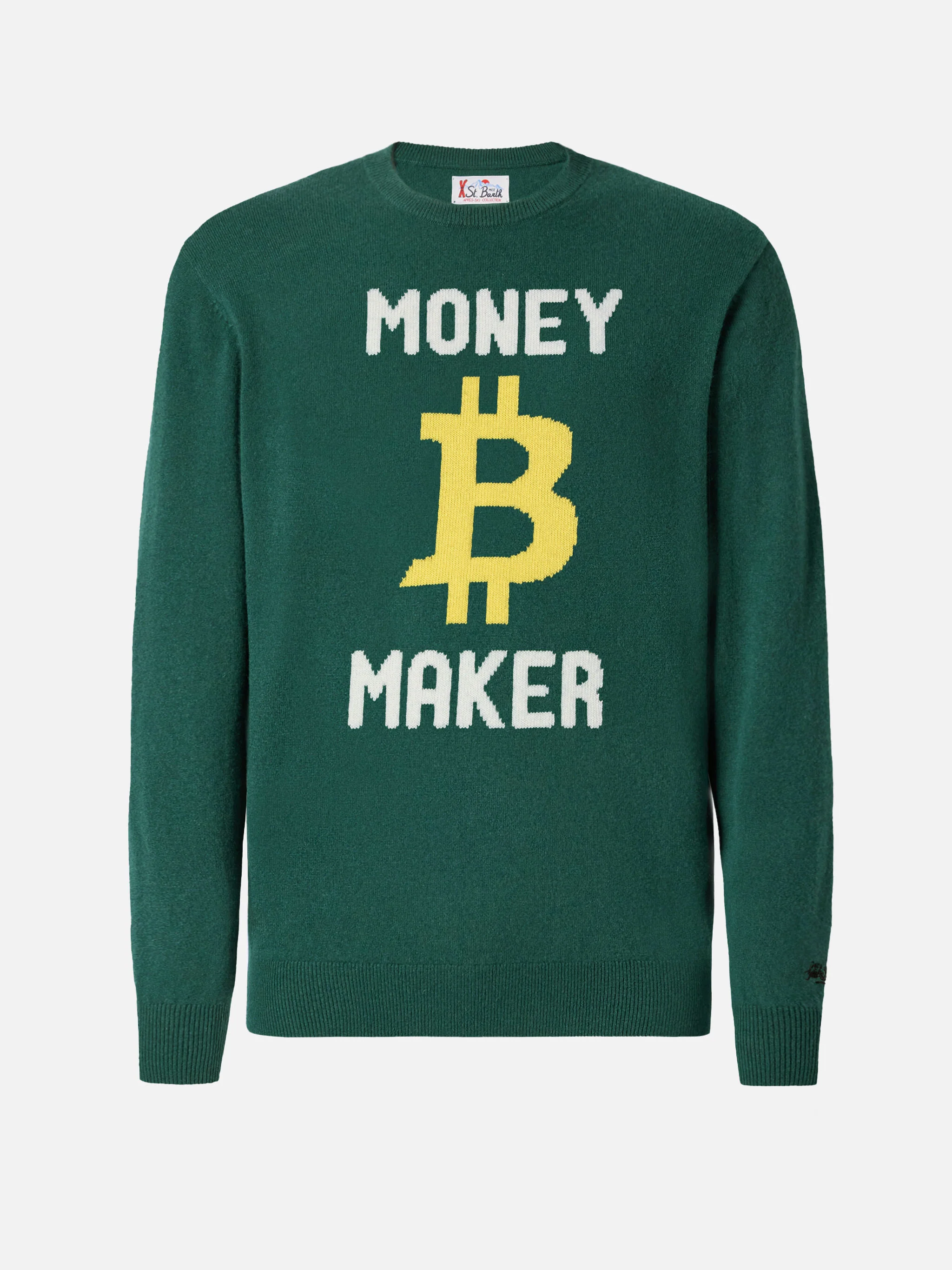 Green crewneck Heron with Money maker jacquard - Image 5