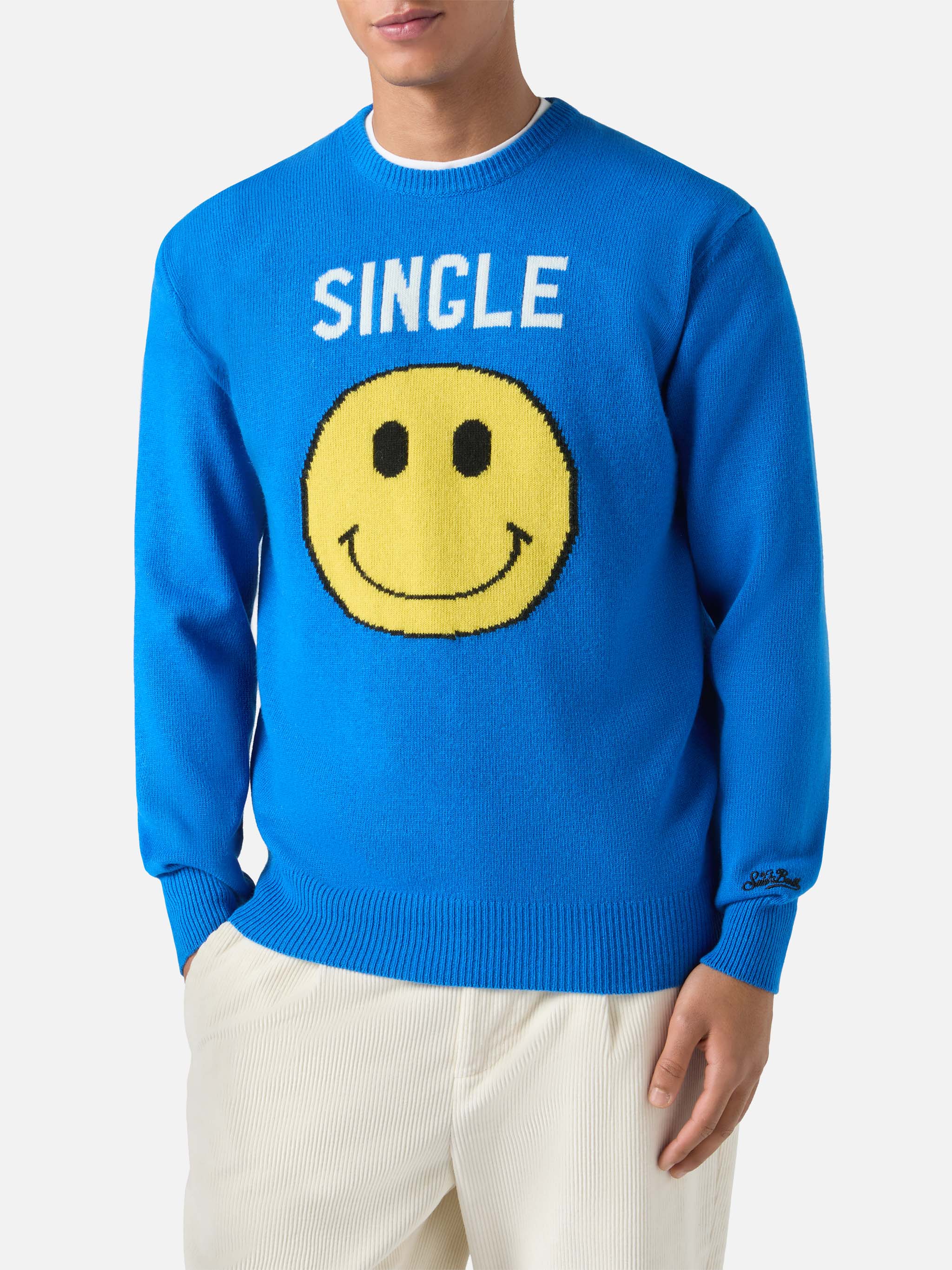 Green crewneck Heron with Single jacquard
