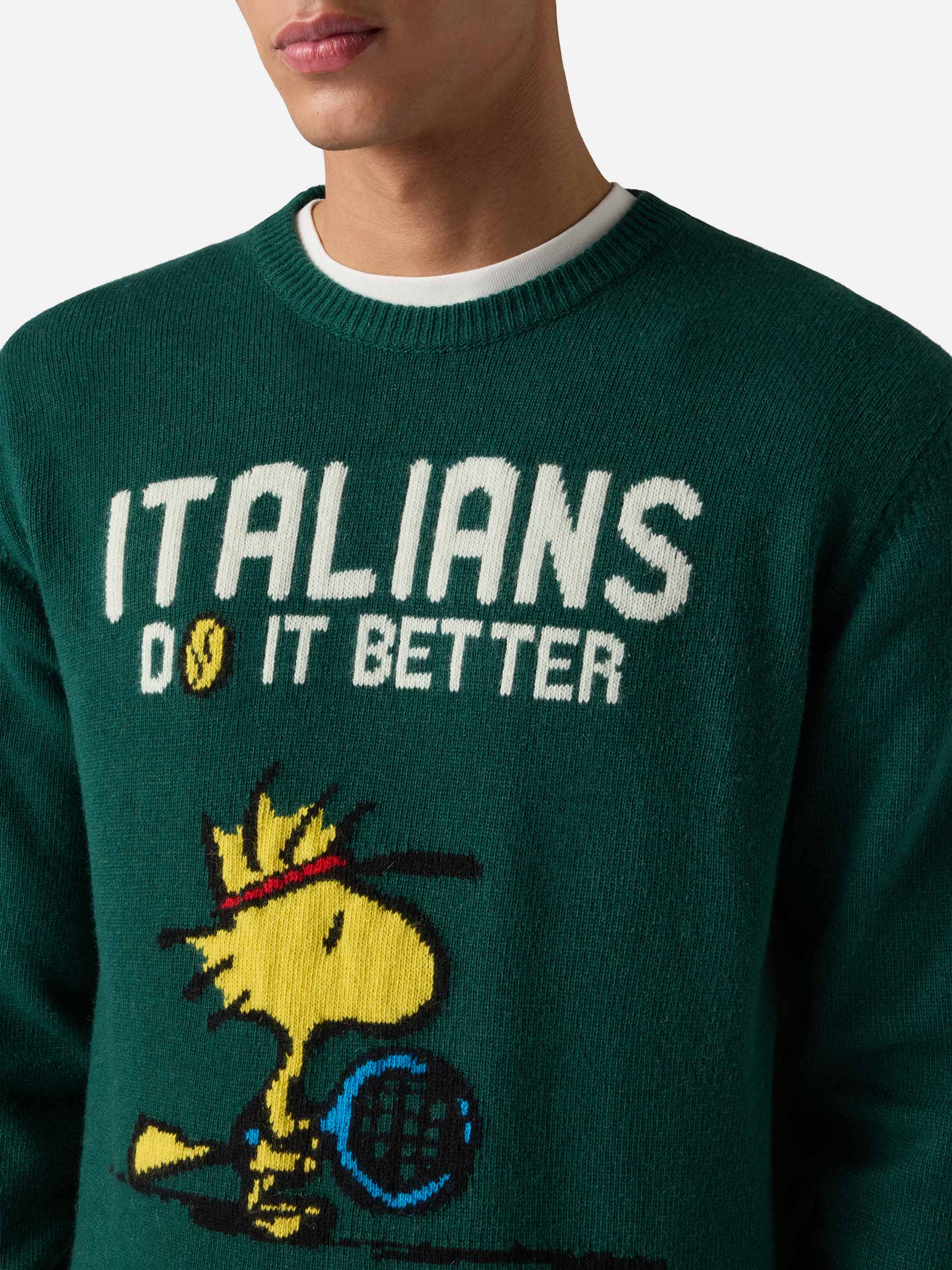 Green crewneck Heron with Woodstock jacquard | PEANUTS SPECIAL EDITION - Image 2