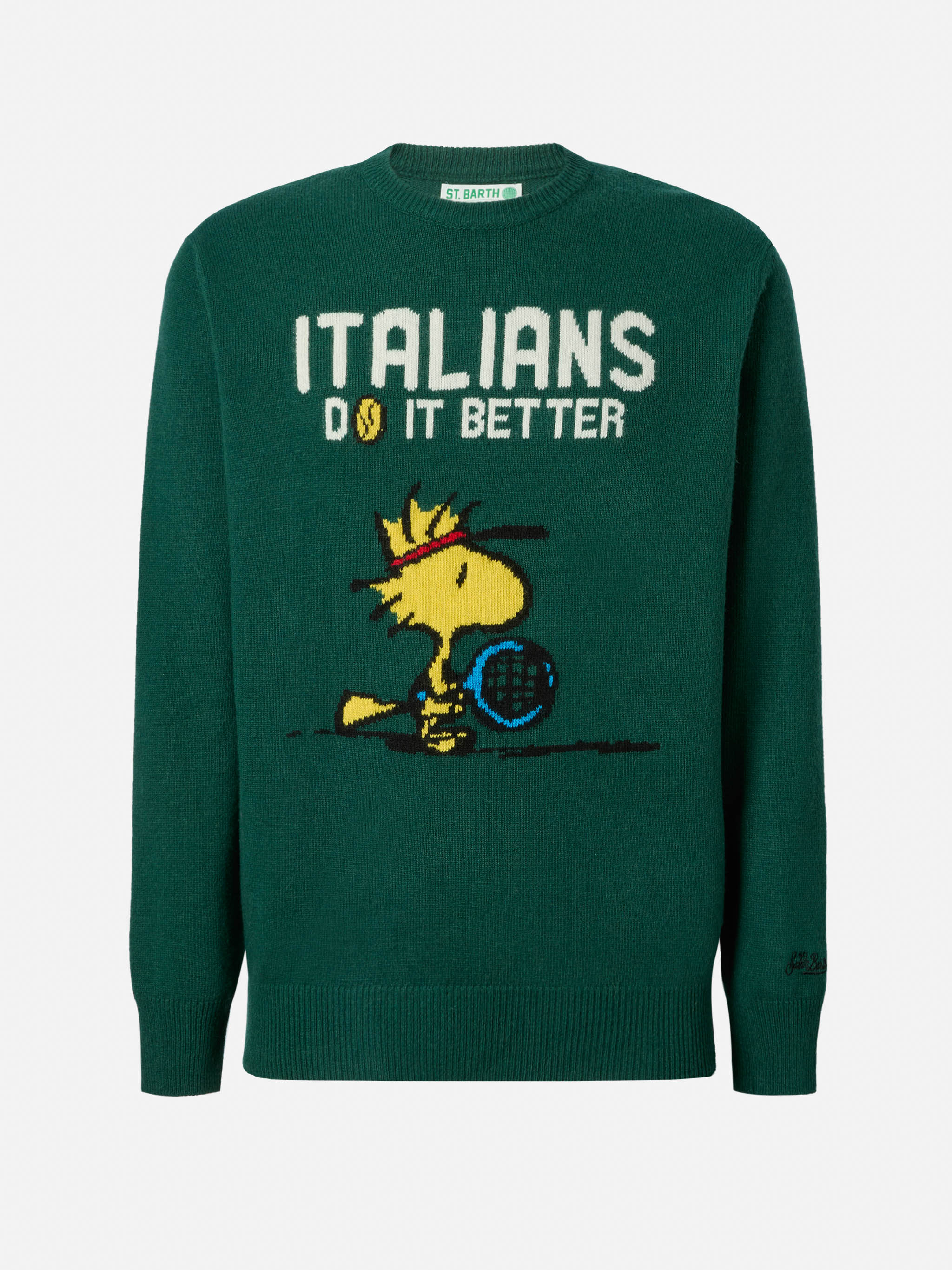 Green crewneck Heron with Woodstock jacquard | PEANUTS SPECIAL EDITION - Image 5