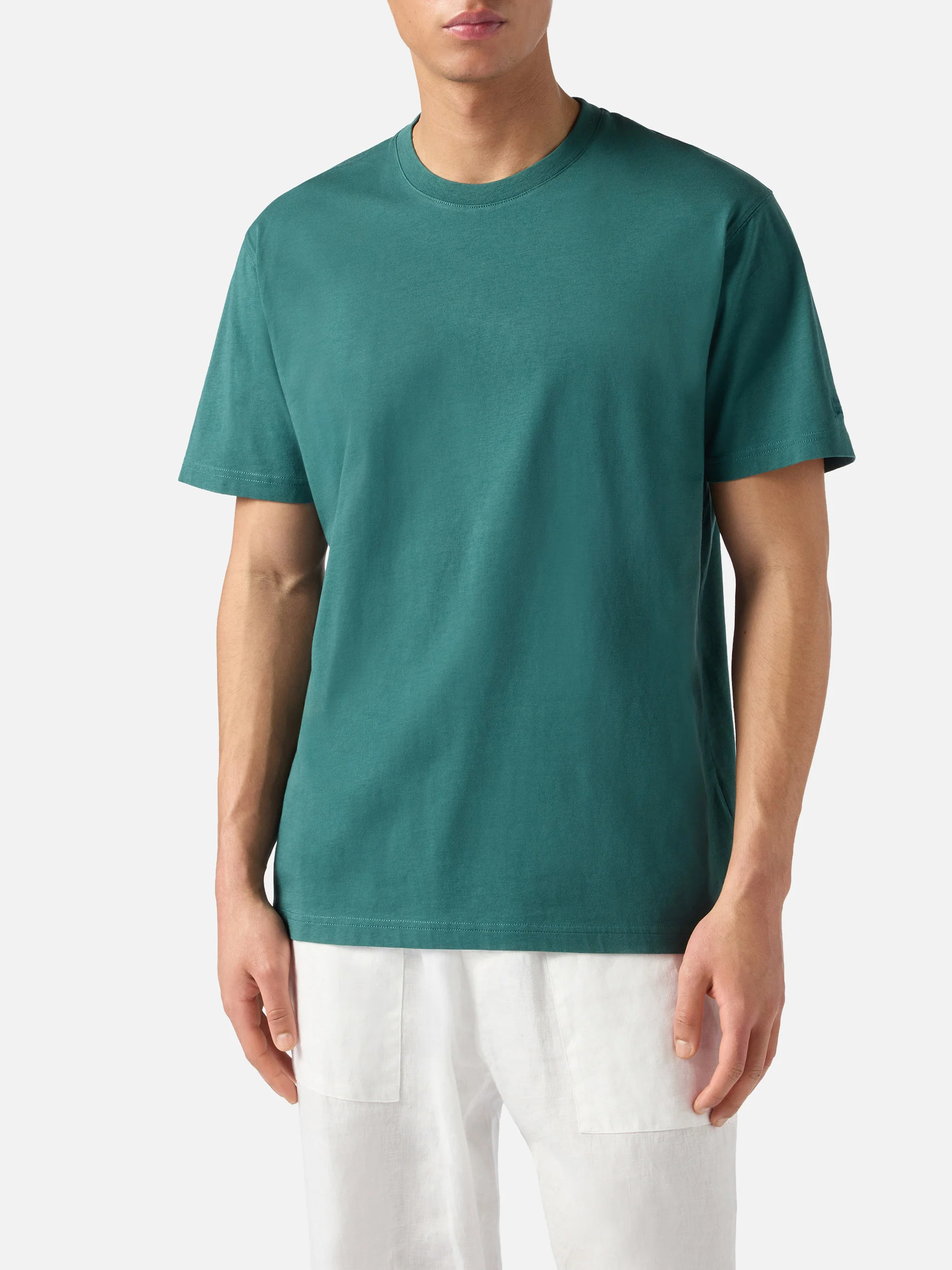Green Dover cotton t-shirt with logo embroidery - Image 2
