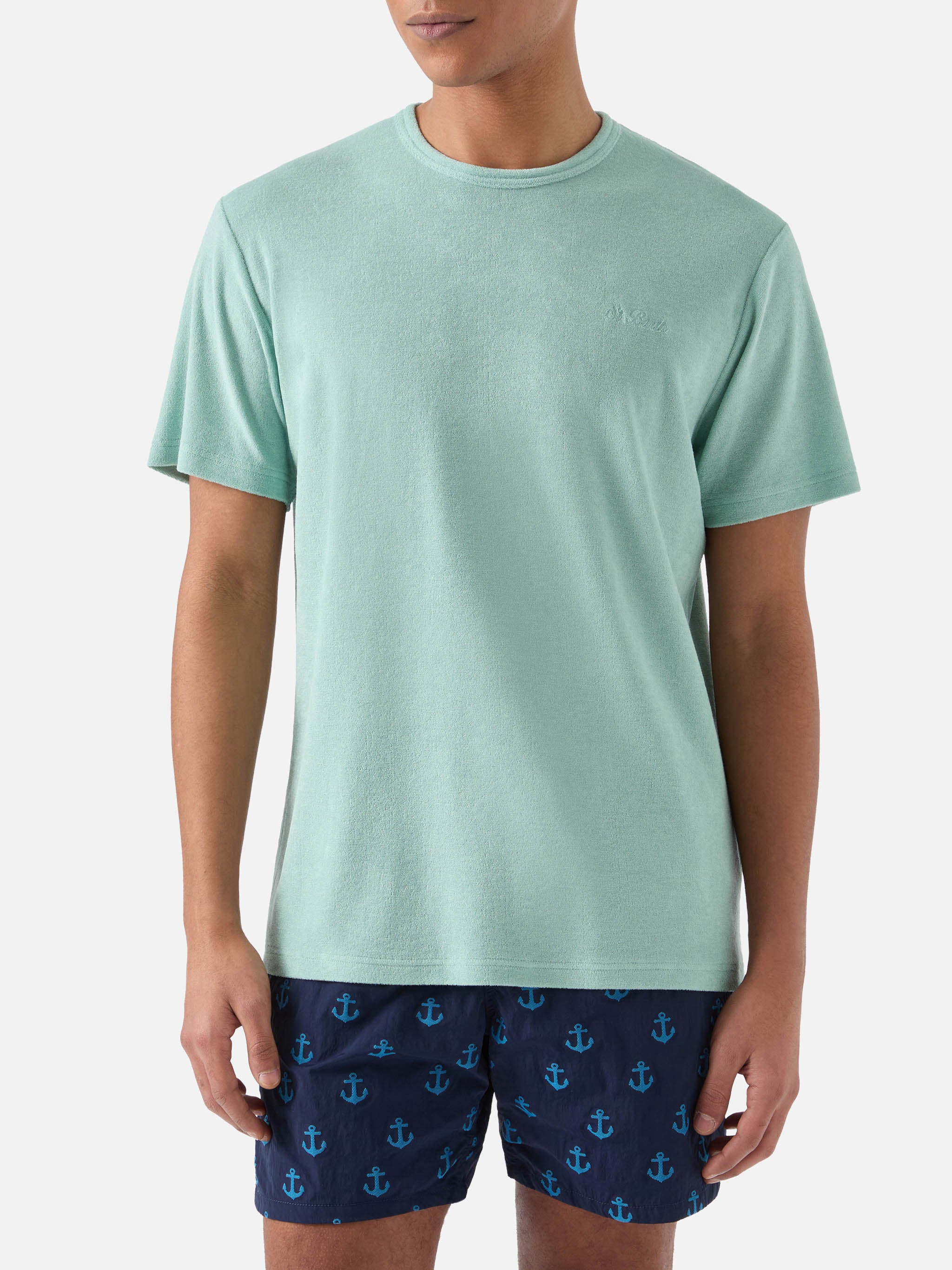 Green Gary cotton terry-effect t-shirt with logo embroidery - Image 2