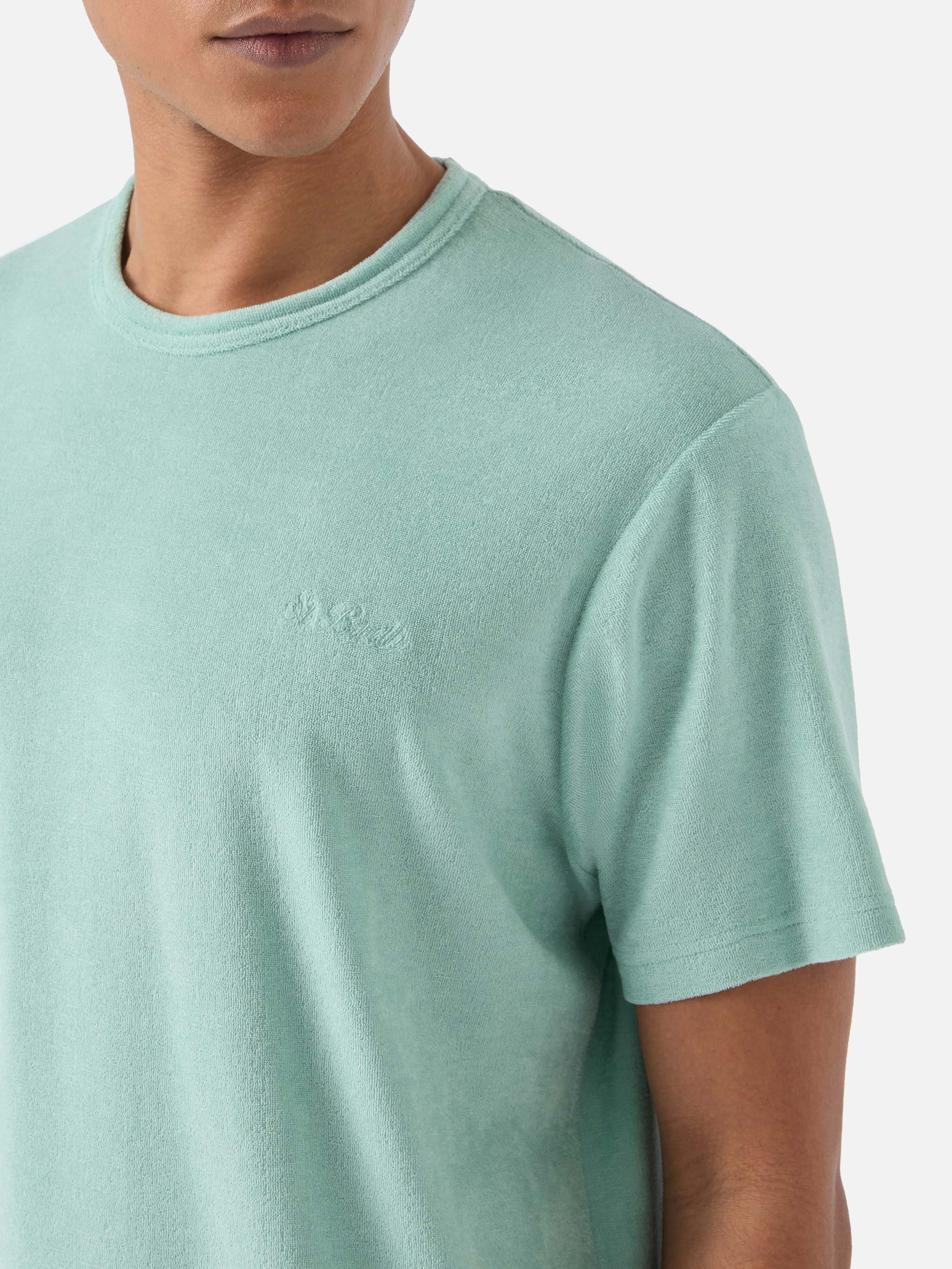 Green Gary cotton terry-effect t-shirt with logo embroidery - Image 3